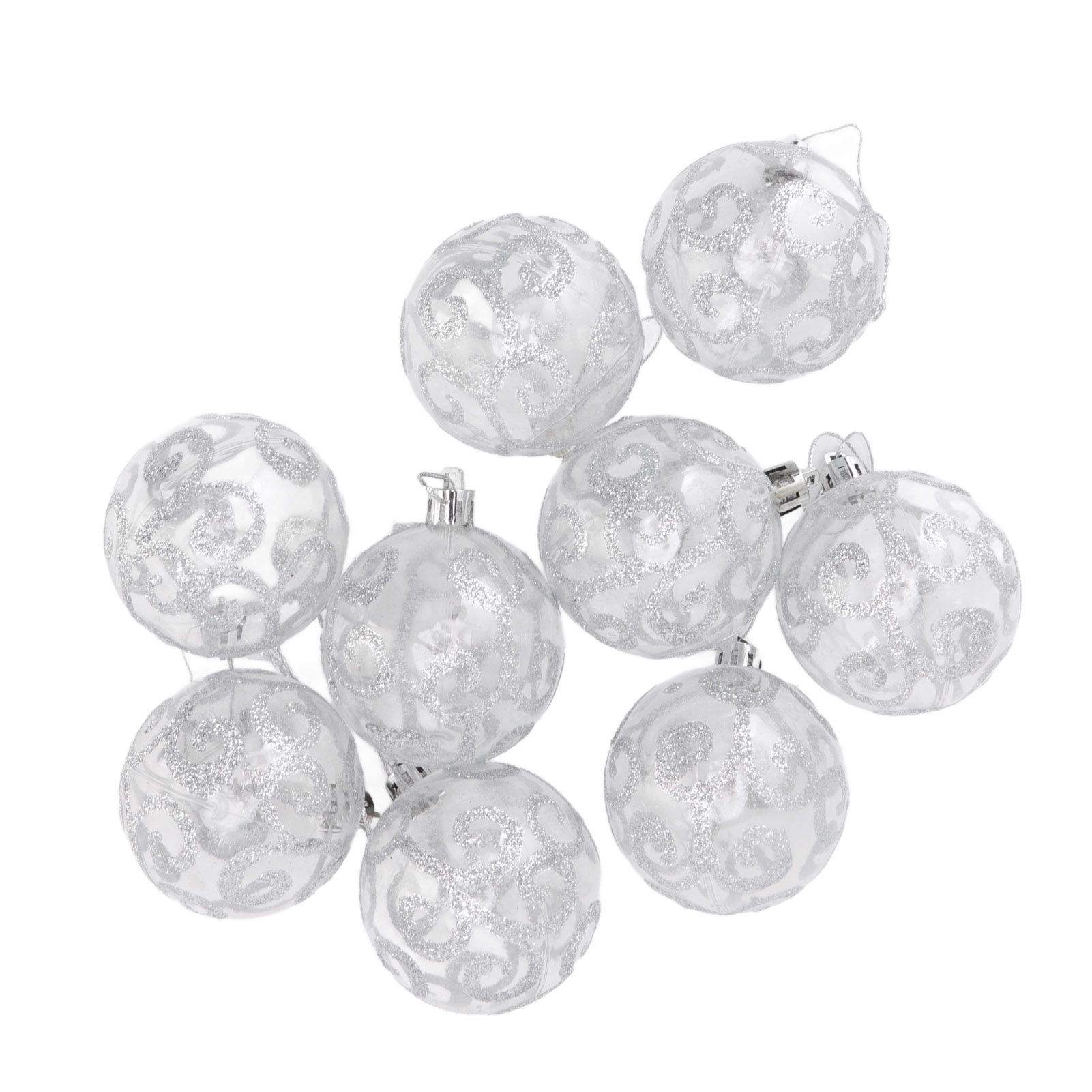 9Pcs Christmas Ball Ornaments Exquisite Plastic Shatterproof Hanging Christmas Tree Ornaments for Home Silver - Image 8