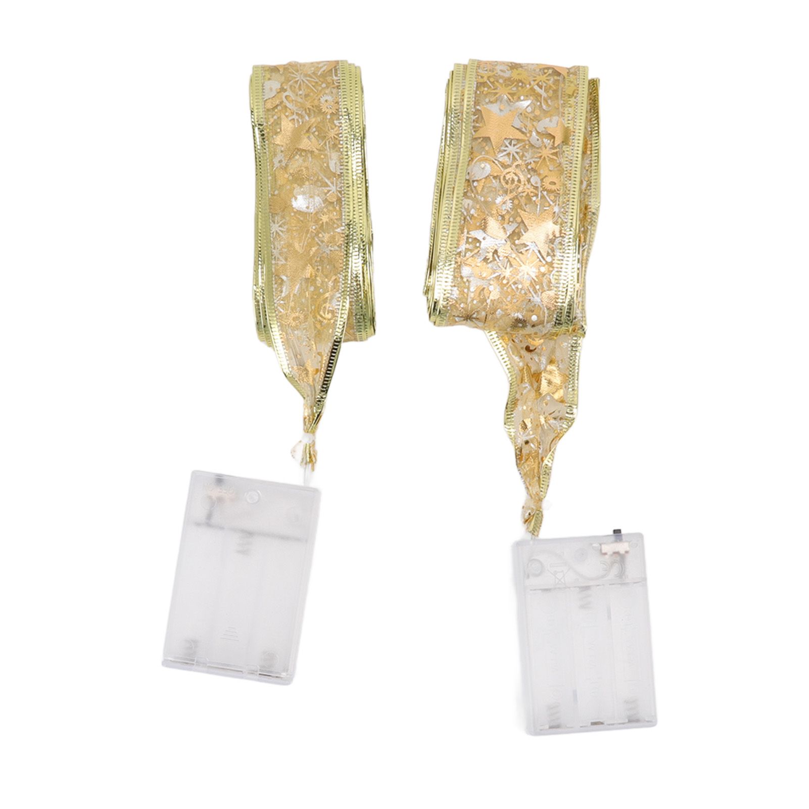 2 Pcs Christmas Ribbon String Lights Fairy Lights Christmas Tree Lights for Decorations Golden Warm Light 5cm 3.8cm - Image 1