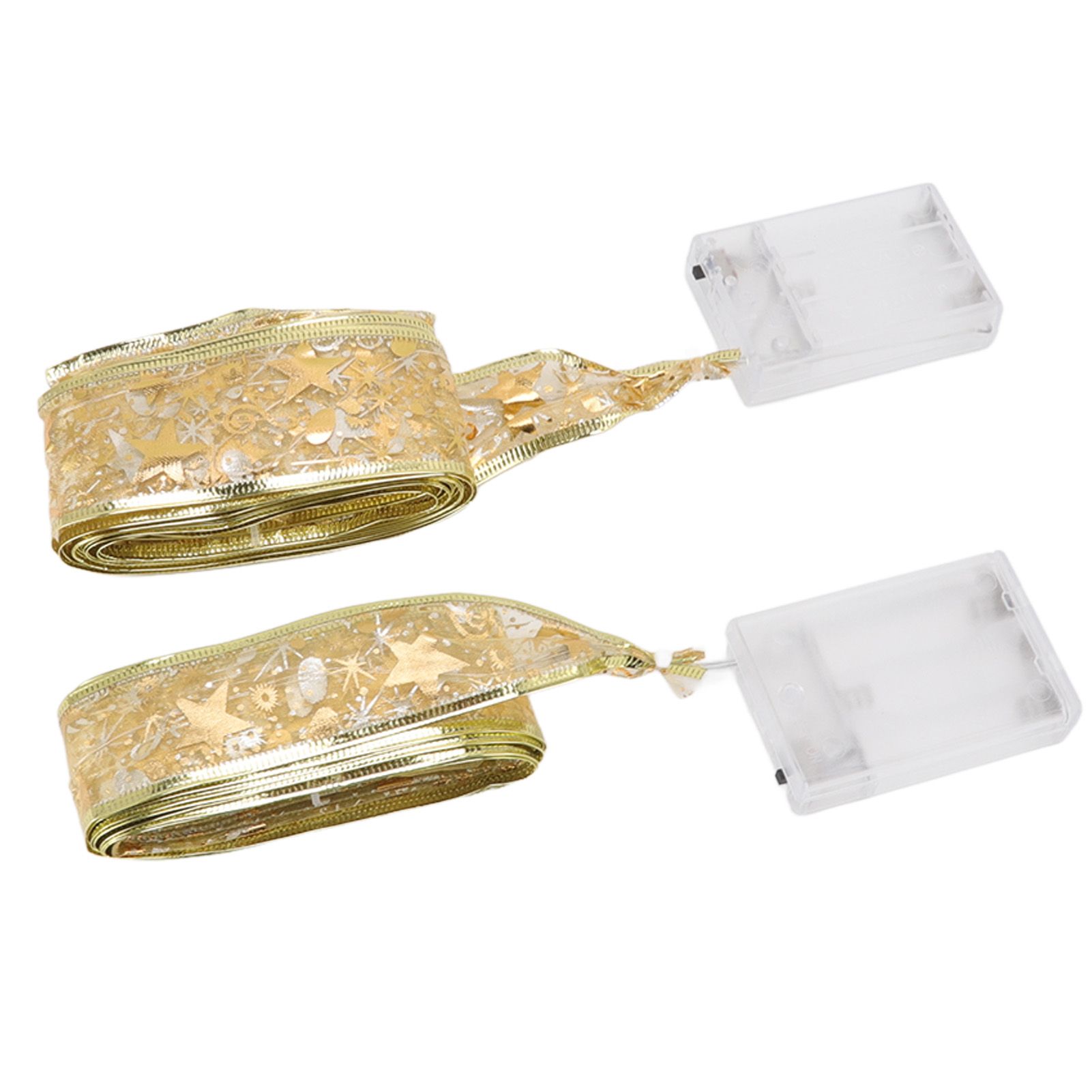 2 Pcs Christmas Ribbon String Lights Fairy Lights Christmas Tree Lights for Decorations Golden Warm Light 5cm 3.8cm - Image 4