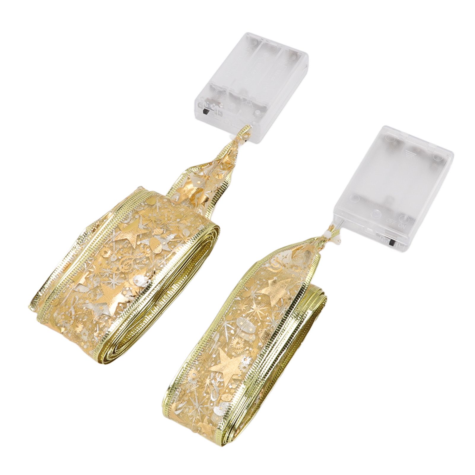 2 Pcs Christmas Ribbon String Lights Fairy Lights Christmas Tree Lights for Decorations Golden Warm Light 5cm 3.8cm - Image 5