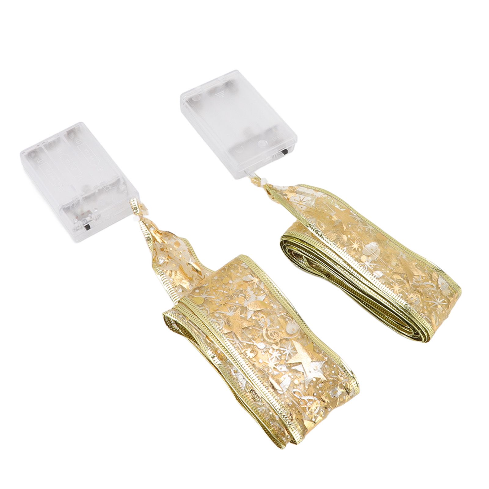 2 Pcs Christmas Ribbon String Lights Fairy Lights Christmas Tree Lights for Decorations Golden Warm Light 5cm 3.8cm - Image 6