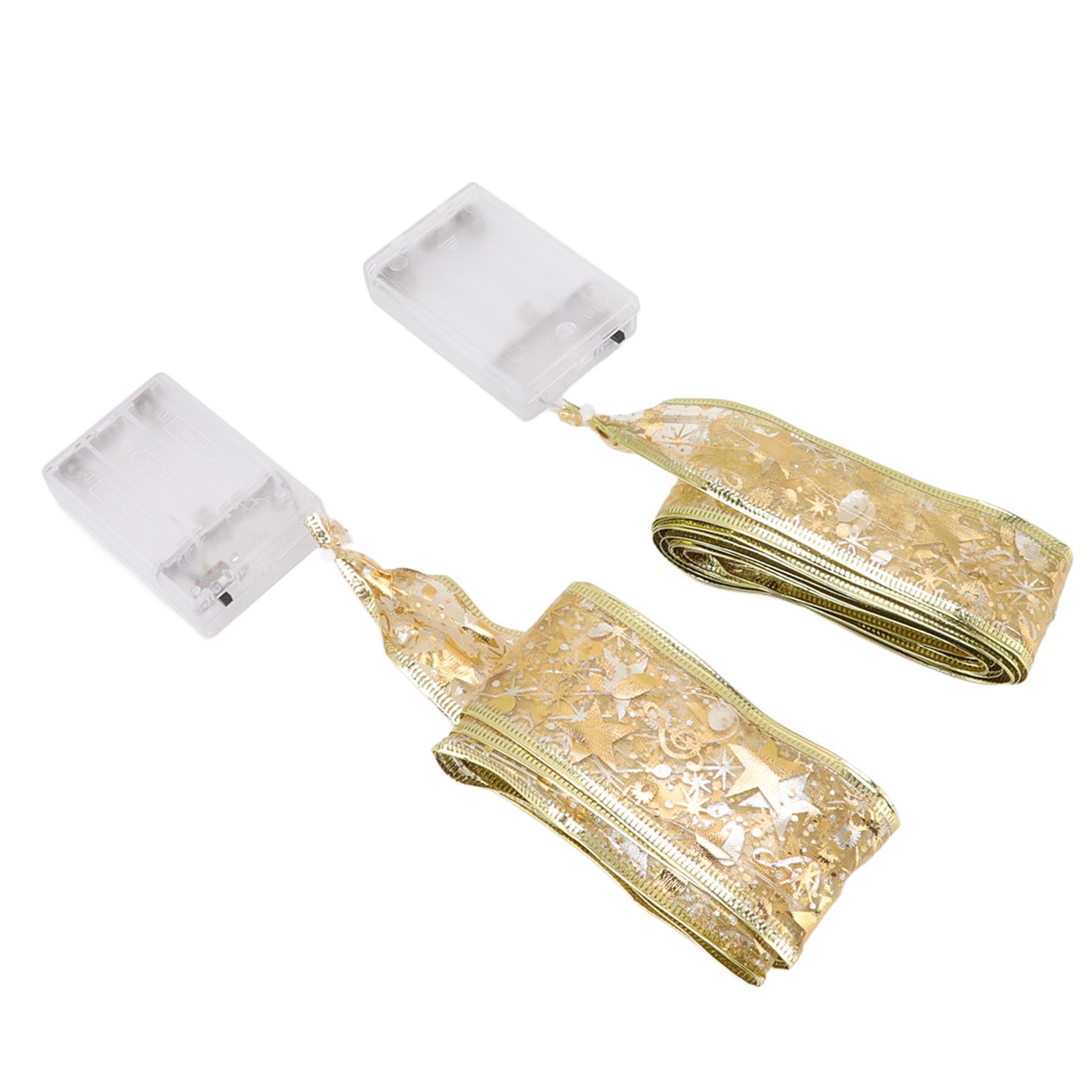 2 Pcs Christmas Ribbon String Lights Fairy Lights Christmas Tree Lights for Decorations Golden Warm Light 5cm 3.8cm - Image 7