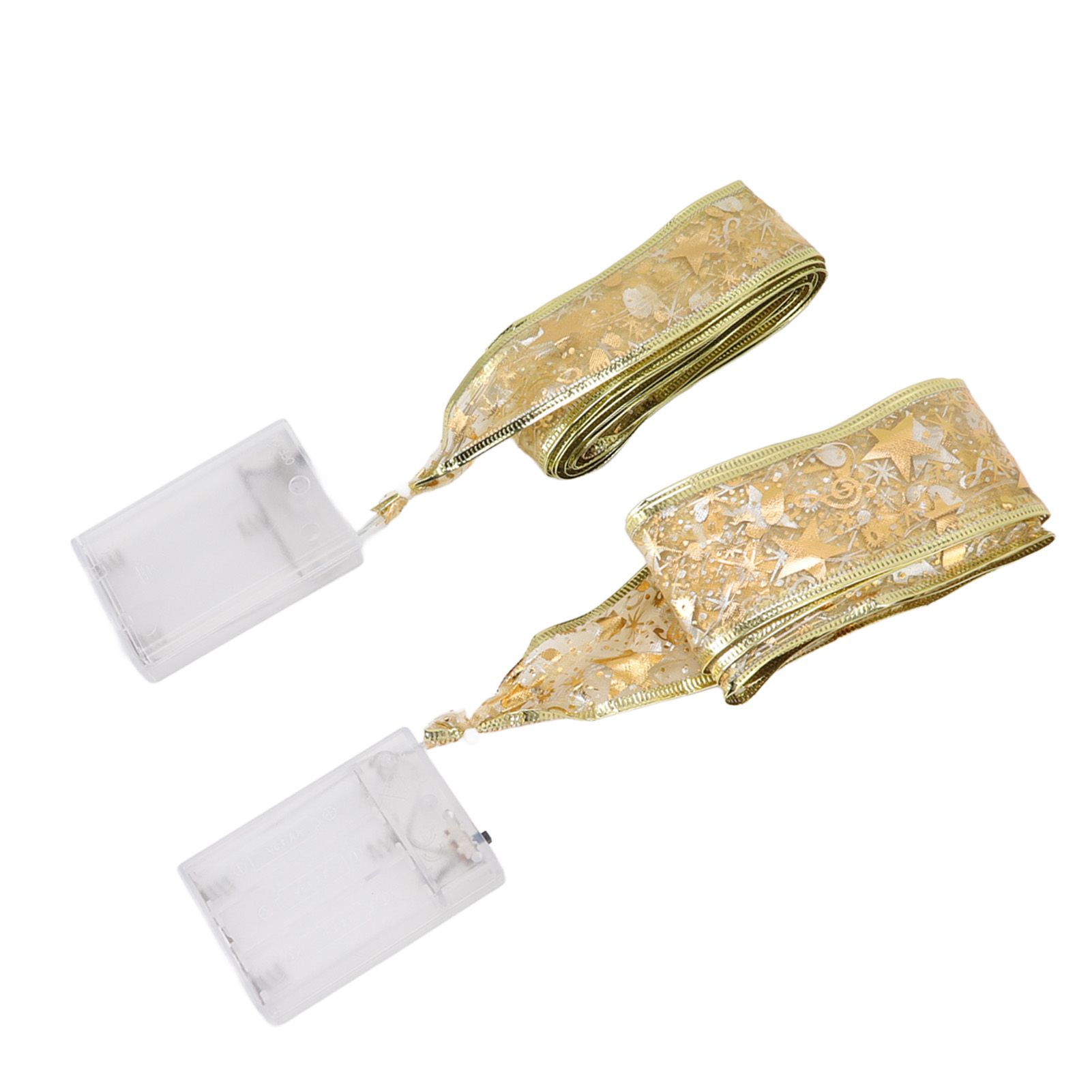 2 Pcs Christmas Ribbon String Lights Fairy Lights Christmas Tree Lights for Decorations Golden Warm Light 5cm 3.8cm - Image 8