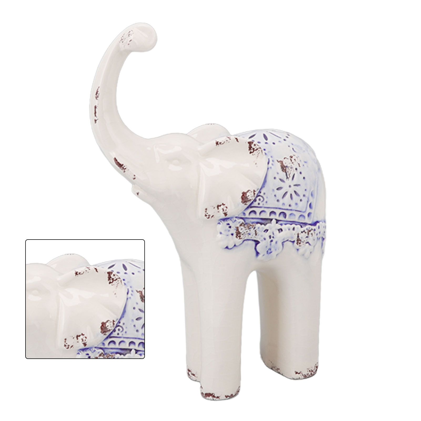 Elephant Ceramic Decor Safe Round Slippy Exquisite Porcelain Elephant Sculpture for Home Office Ornament S - Image 8