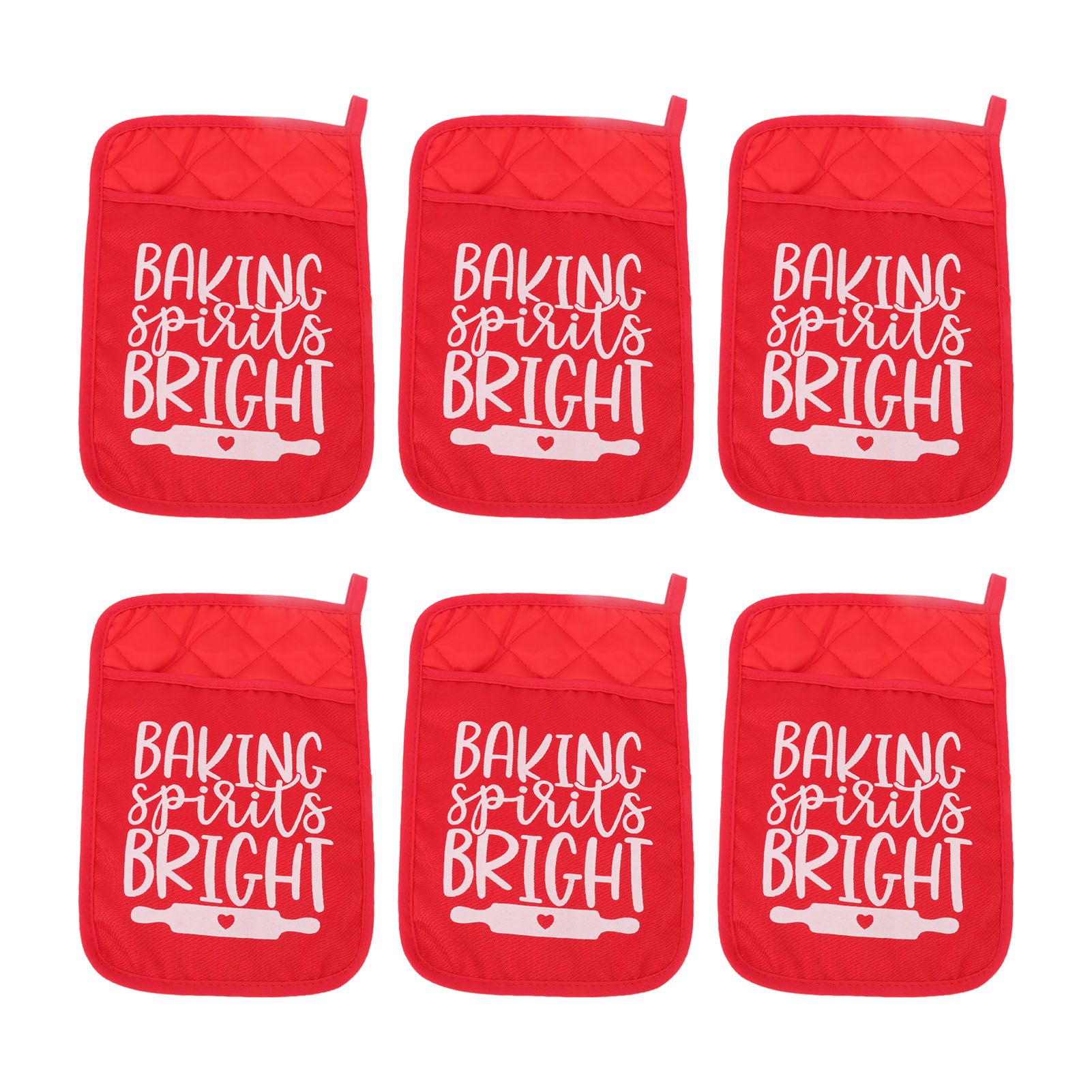 6Pcs Christmas Pot Holders with Pocket Heat Resistant Hot Pad Oven Mitts Cookie Bag Christmas Pot Rack Baking Kit - Image 1