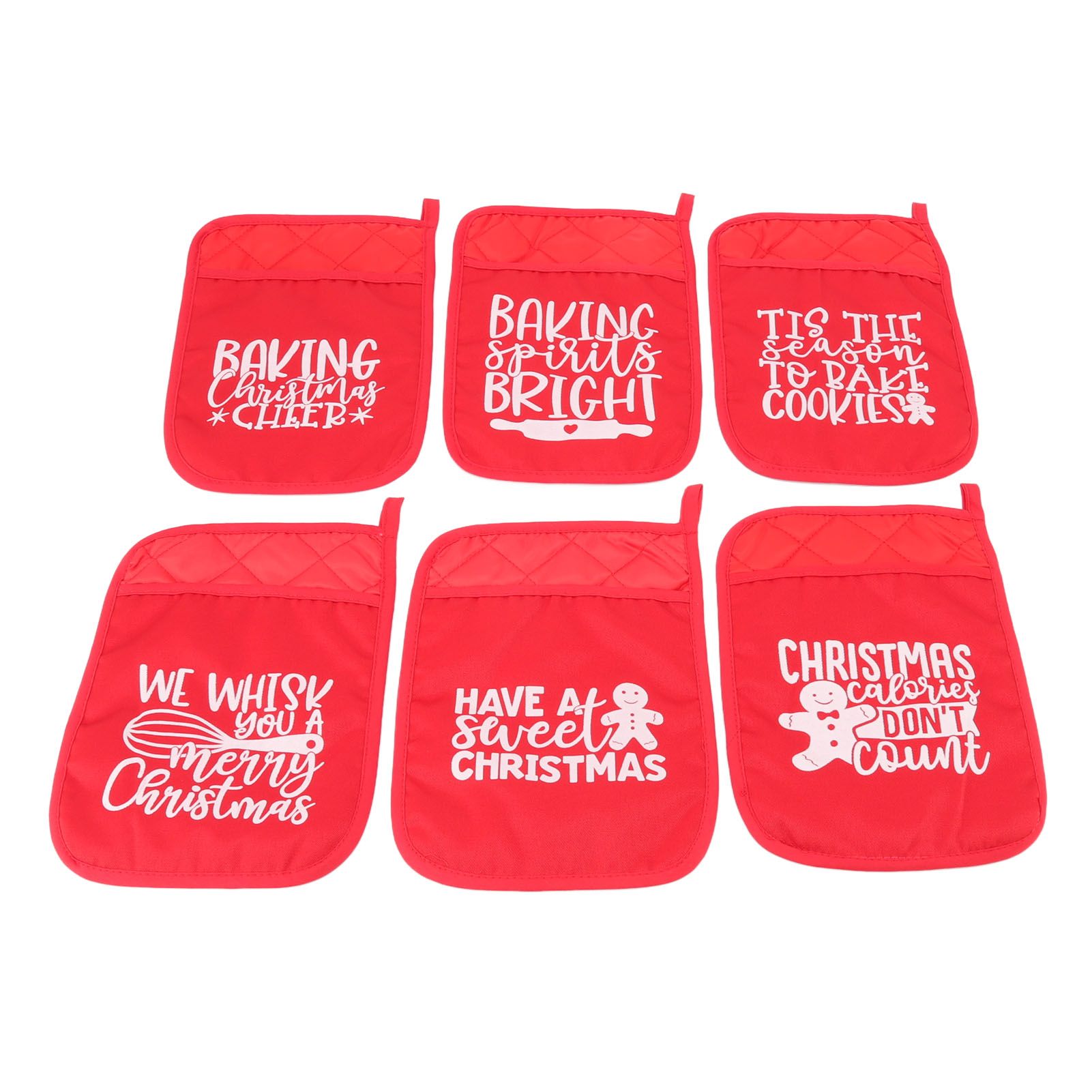 6Pcs Christmas Pot Holders with Pocket Heat Resistant Hot Pad Oven Mitts Cookie Bag Christmas Pot Rack Baking Kit - Image 4