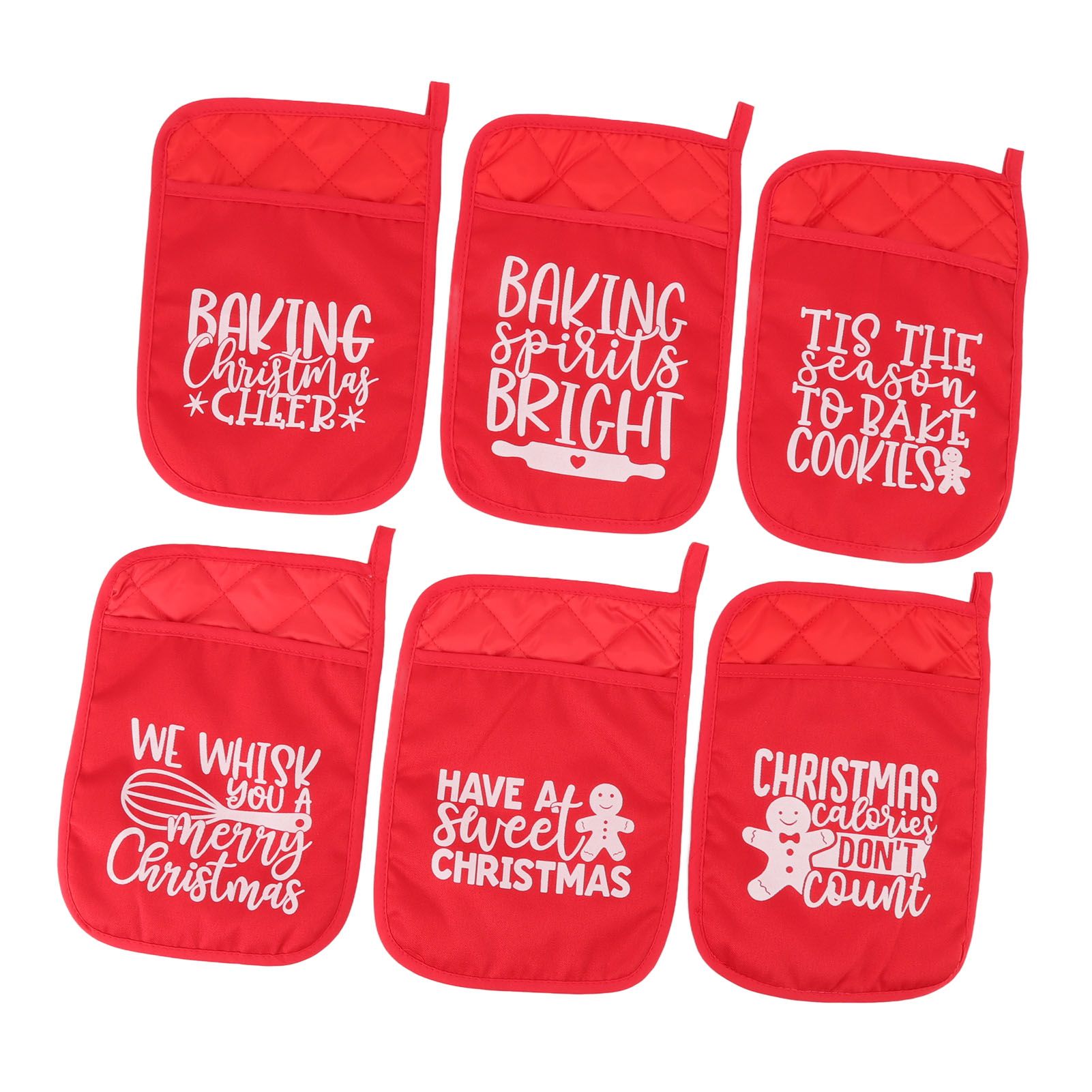 6Pcs Christmas Pot Holders with Pocket Heat Resistant Hot Pad Oven Mitts Cookie Bag Christmas Pot Rack Baking Kit - Image 5