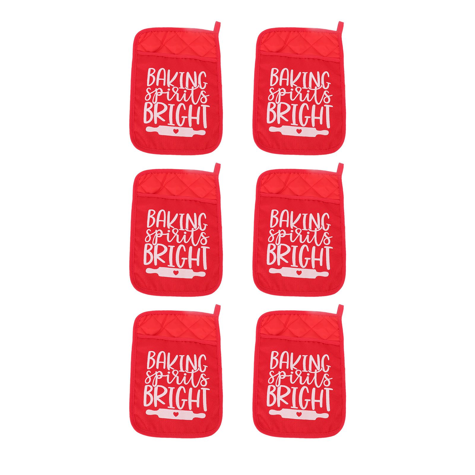 6Pcs Christmas Pot Holders with Pocket Heat Resistant Hot Pad Oven Mitts Cookie Bag Christmas Pot Rack Baking Kit - Image 6