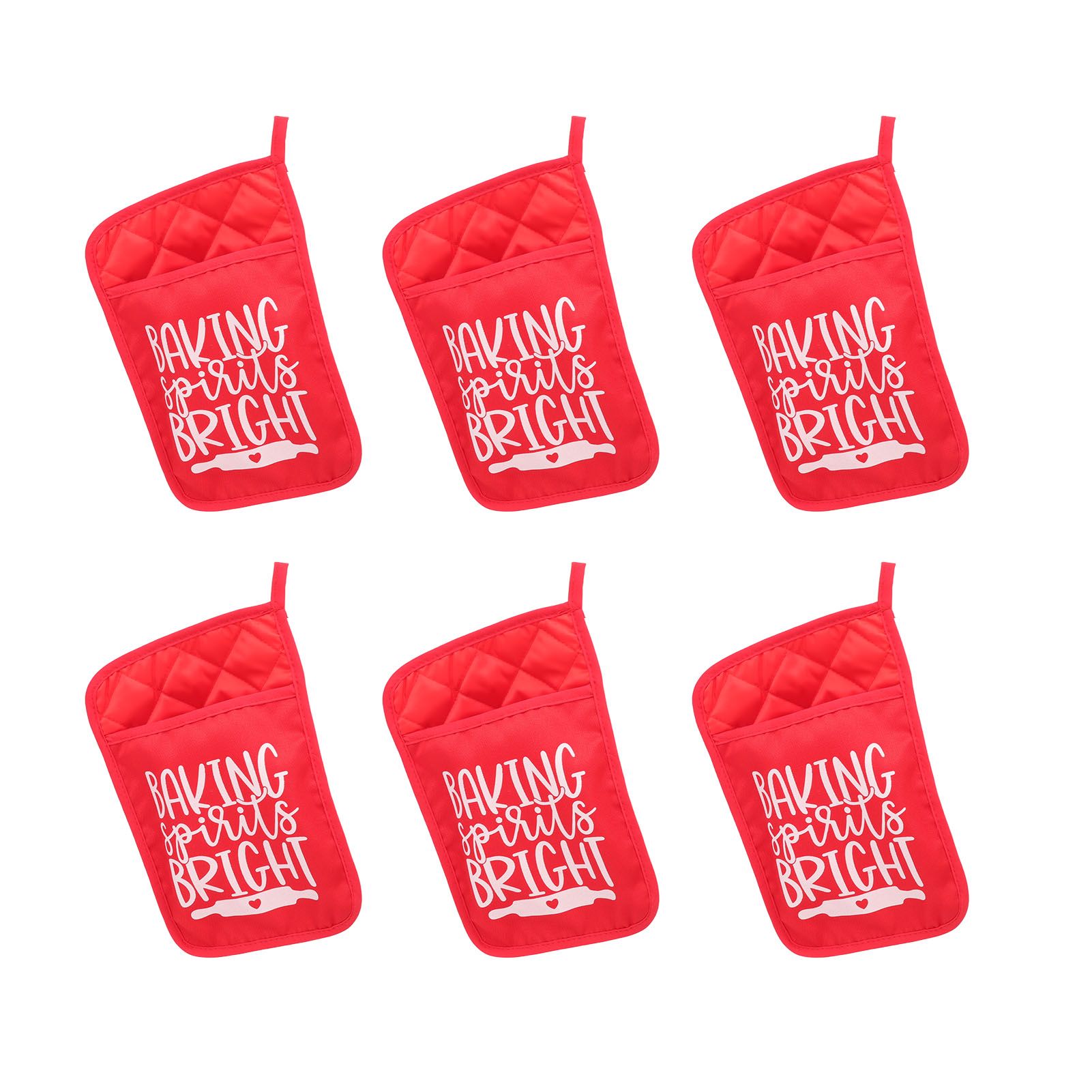 6Pcs Christmas Pot Holders with Pocket Heat Resistant Hot Pad Oven Mitts Cookie Bag Christmas Pot Rack Baking Kit - Image 7