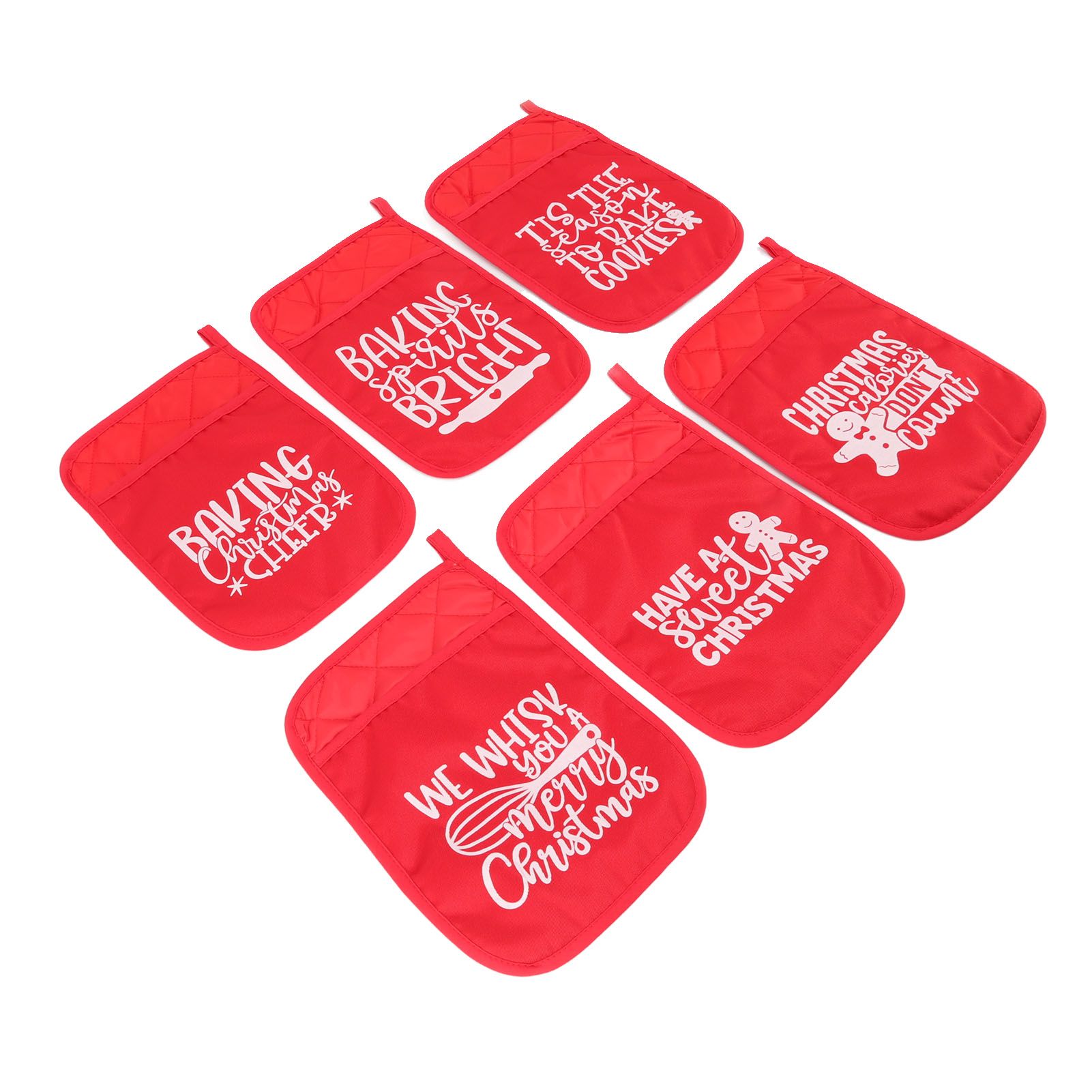 6Pcs Christmas Pot Holders with Pocket Heat Resistant Hot Pad Oven Mitts Cookie Bag Christmas Pot Rack Baking Kit - Image 8