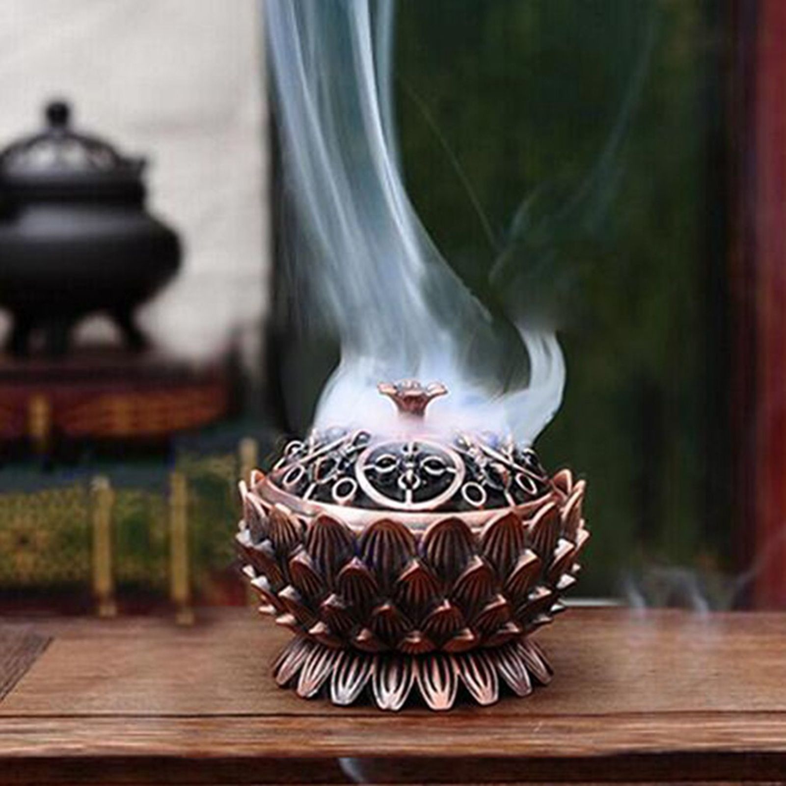Lotus Incense Burner Zinc Alloy Cone Incense Holder Burner Small Incense Holder Ornaments for Home Decoration Brown - Image 6