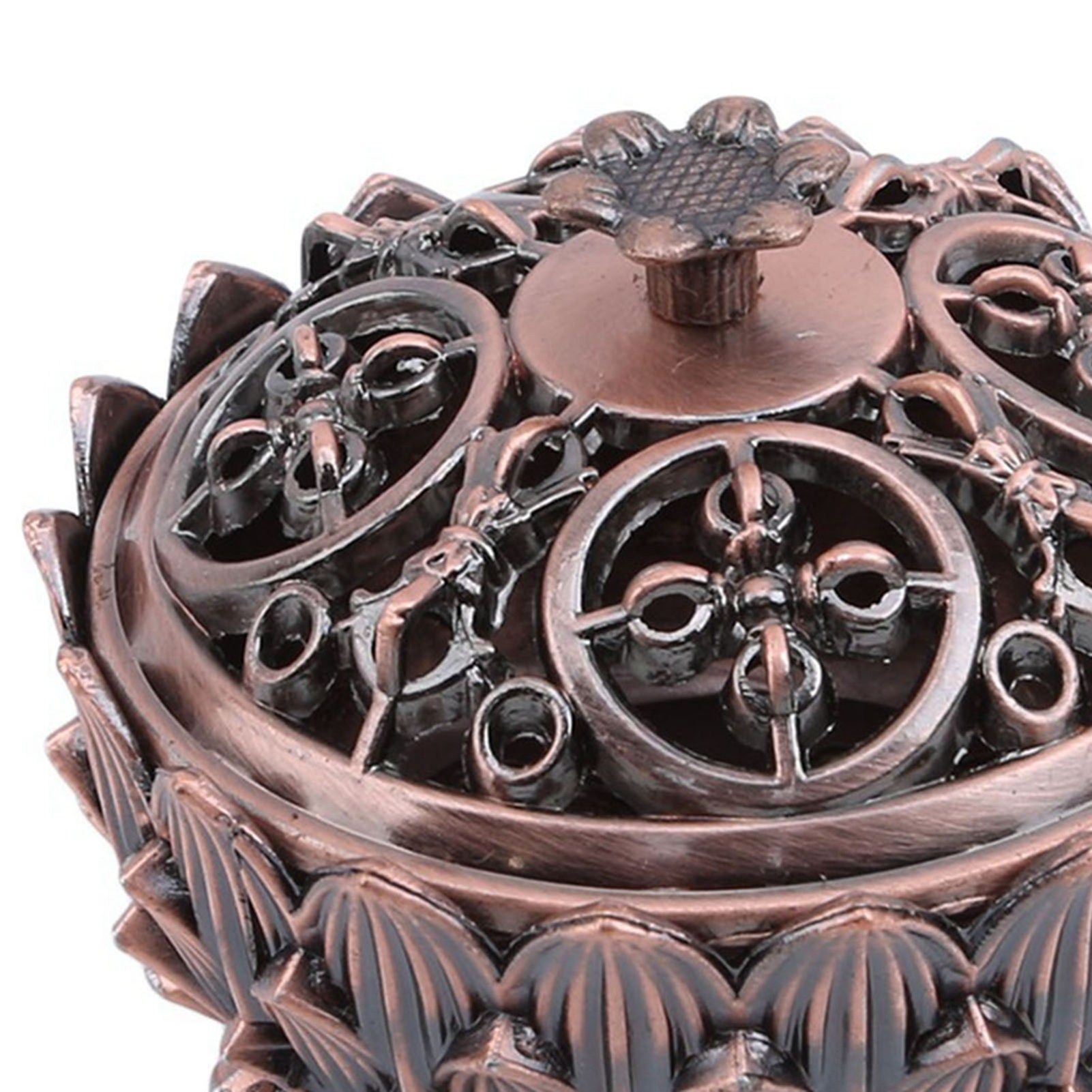 Lotus Incense Burner Zinc Alloy Cone Incense Holder Burner Small Incense Holder Ornaments for Home Decoration Brown - Image 7