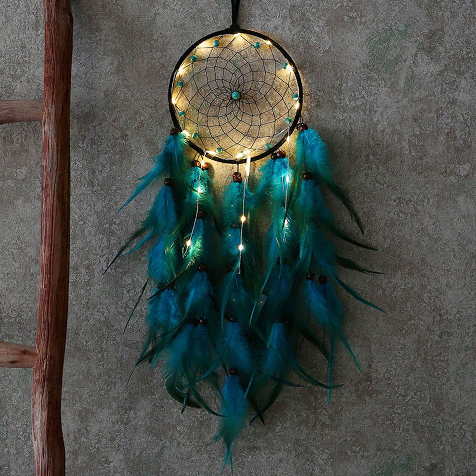 Wall Hanging Dream Catcher with Light Feather Wind Chime Decorative Lamp Home Furnishing Decoration - Image 6