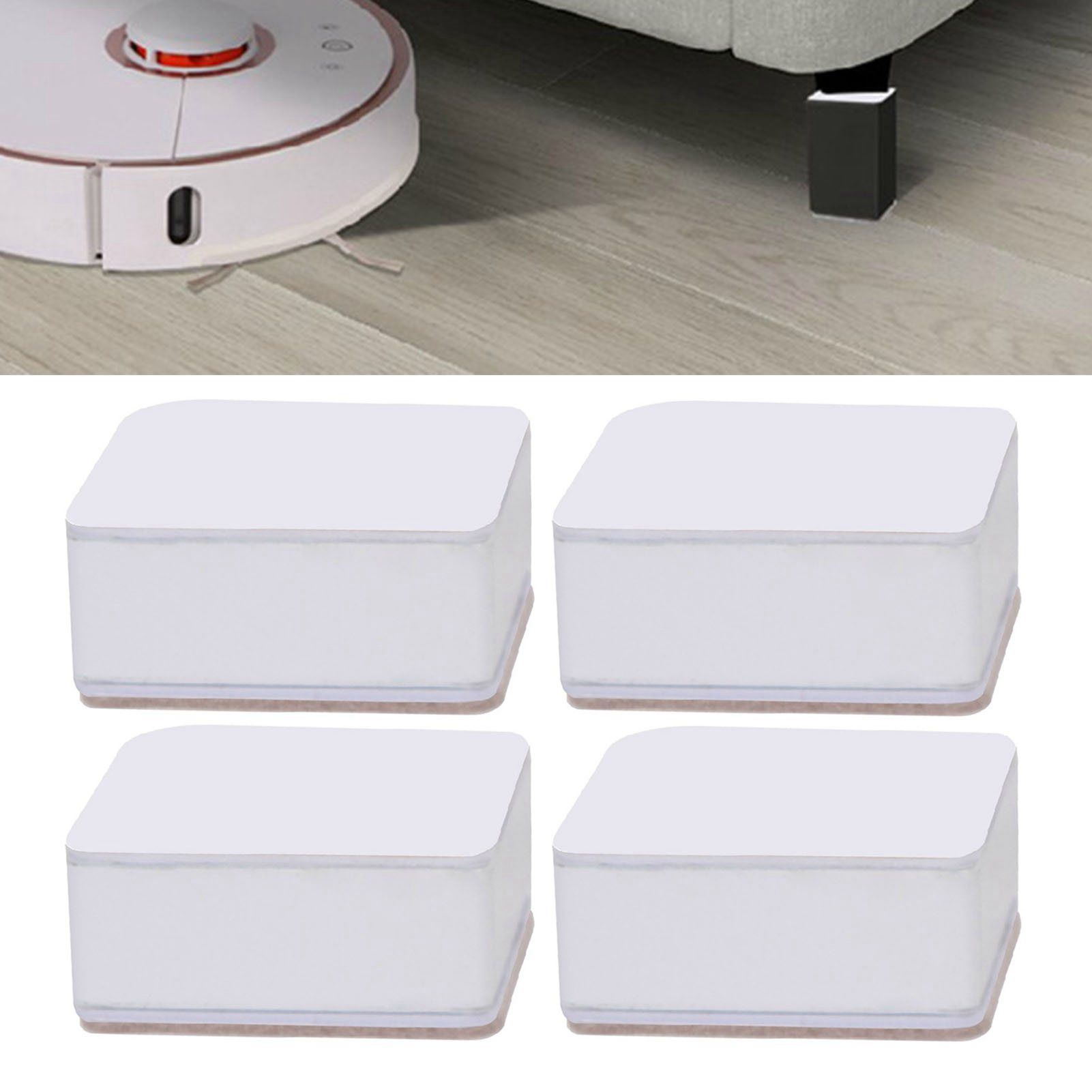 Carbon Steel Furniture Risers Self Adhesive Furniture Lift Anti Slip Low Noise Bed Lifter with Felt Pad for Sofa Couch White - Image 5