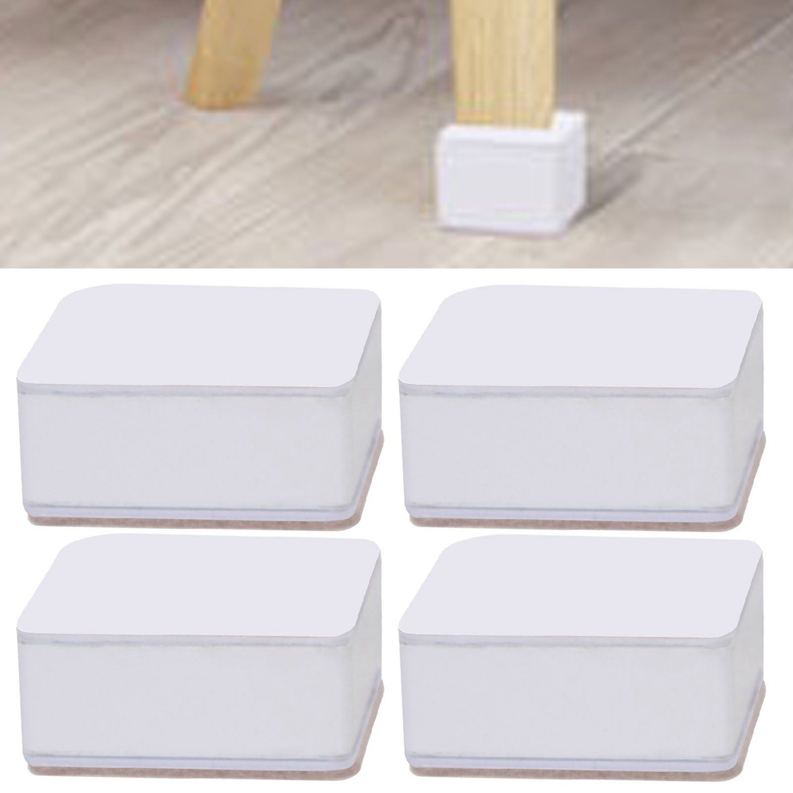 Carbon Steel Furniture Risers Self Adhesive Furniture Lift Anti Slip Low Noise Bed Lifter with Felt Pad for Sofa Couch White - Image 6