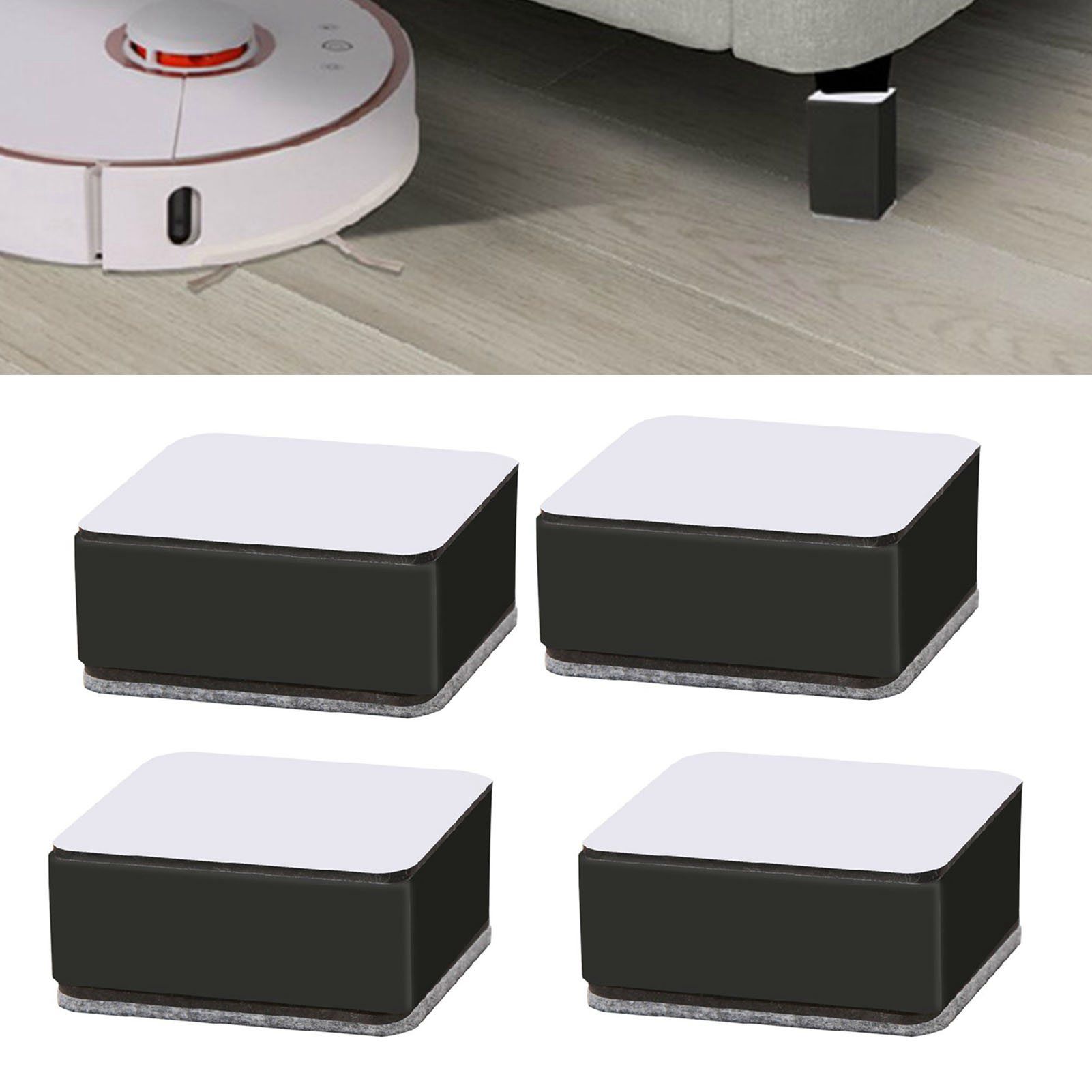 Carbon Steel Furniture Risers Self Adhesive Furniture Lift Anti Slip Low Noise Bed Lifter with Felt Pad for Sofa Couch Black - Image 5