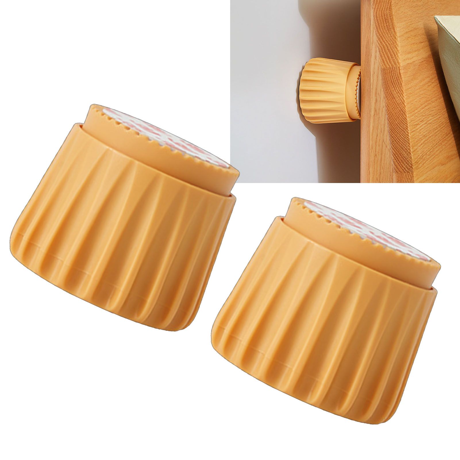 2Pcs Wall Bed Stopper Anti Collision ABS Punch Free Rotatable Mute Bed Anti Shake Tool for Home Yellow Small - Image 5