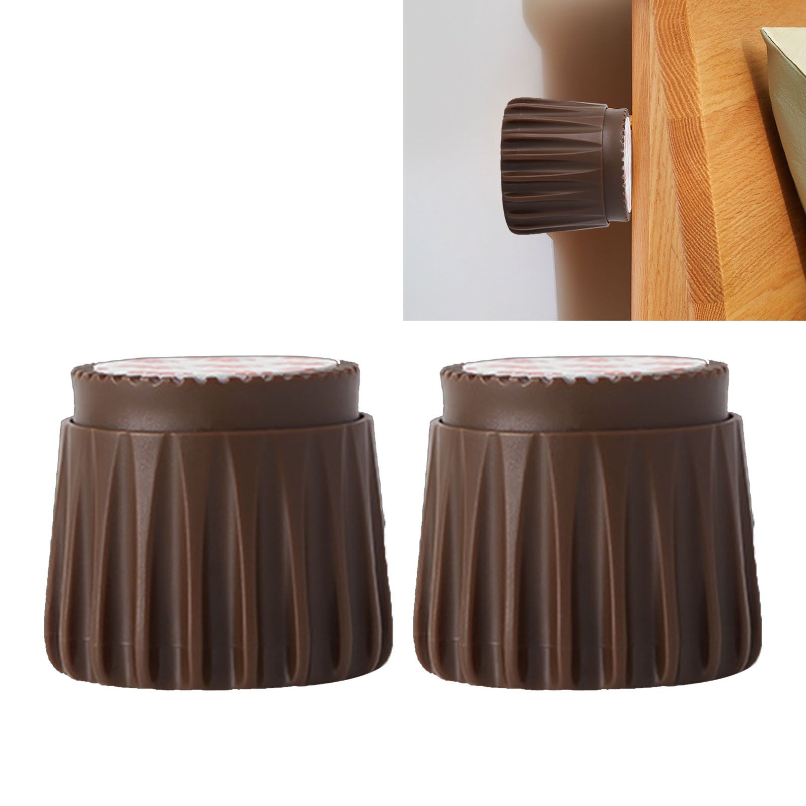 2Pcs Wall Bed Stopper Anti Collision ABS Punch Free Rotatable Mute Bed Anti Shake Tool for Home Brown Small - Image 5