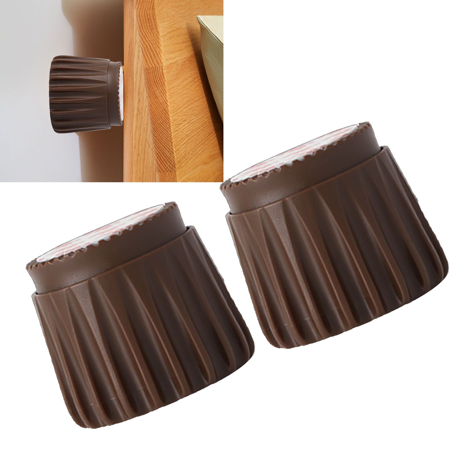 2Pcs Wall Bed Stopper Anti Collision ABS Punch Free Rotatable Mute Bed Anti Shake Tool for Home Brown Small - Image 6