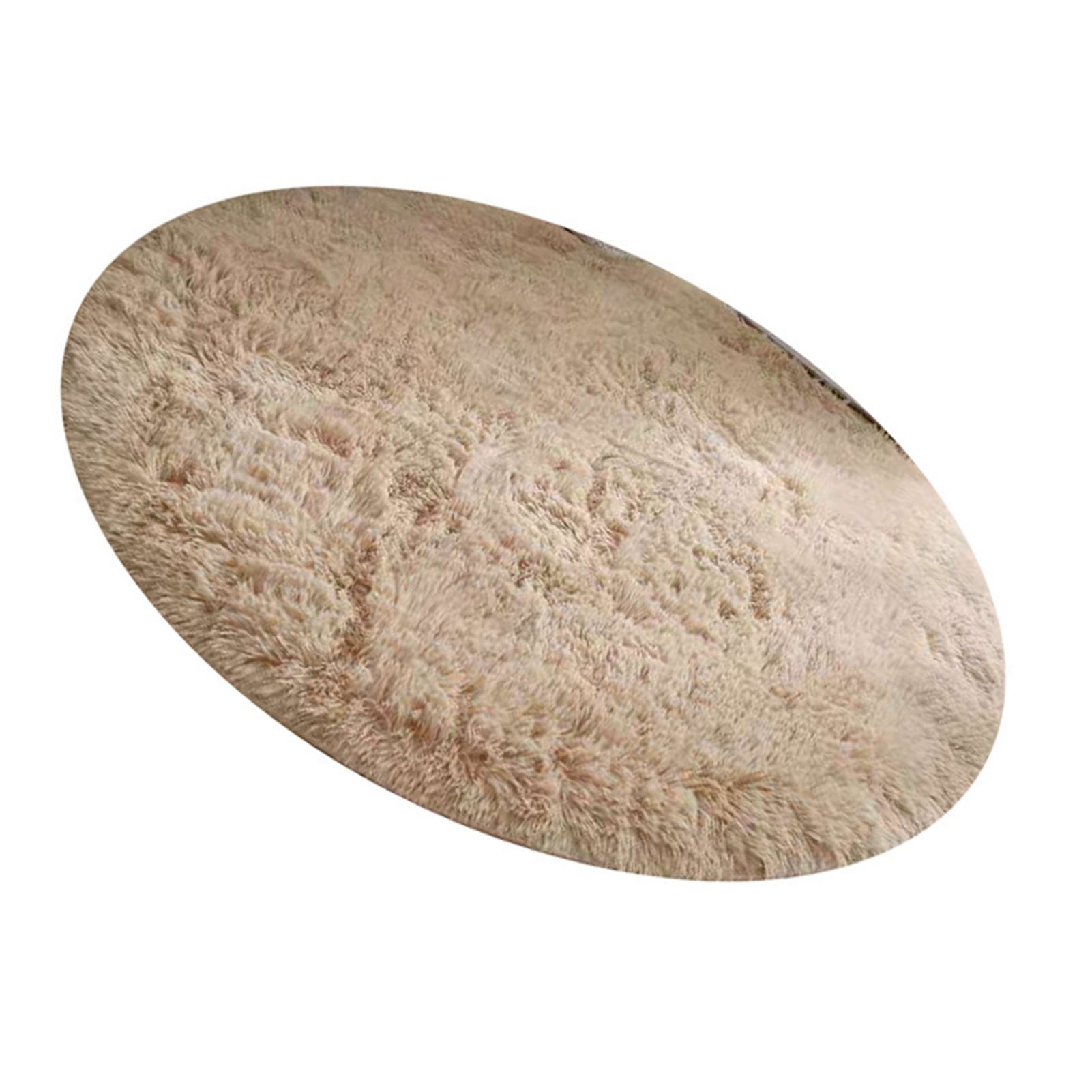 Floor Carpet Polyester Fiber Round Nordic Style Long Plush Soft Shaggy Rug for Home Bedroom Beige - Image 2
