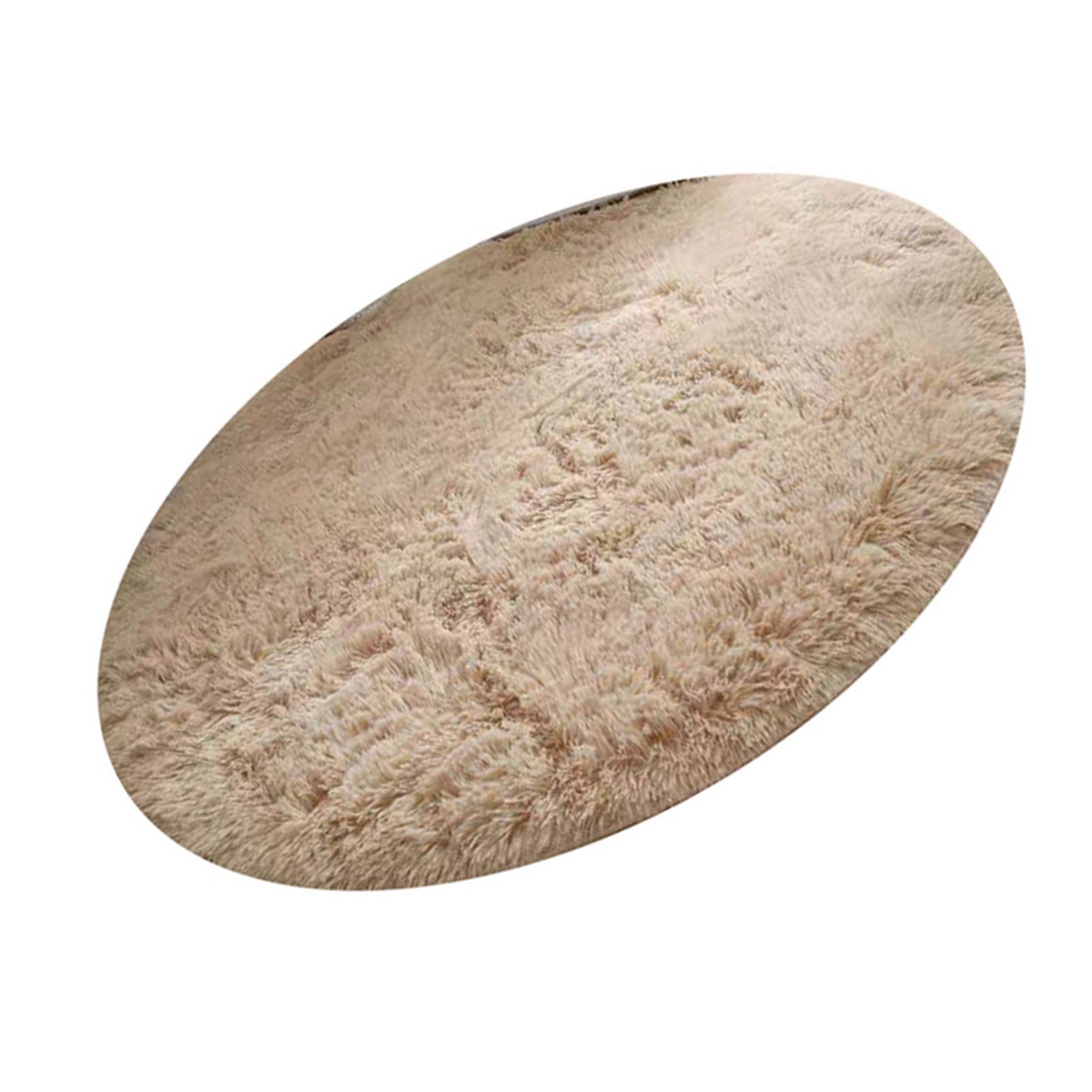 Floor Carpet Polyester Fiber Round Nordic Style Long Plush Soft Shaggy Rug for Home Bedroom Beige - Image 3