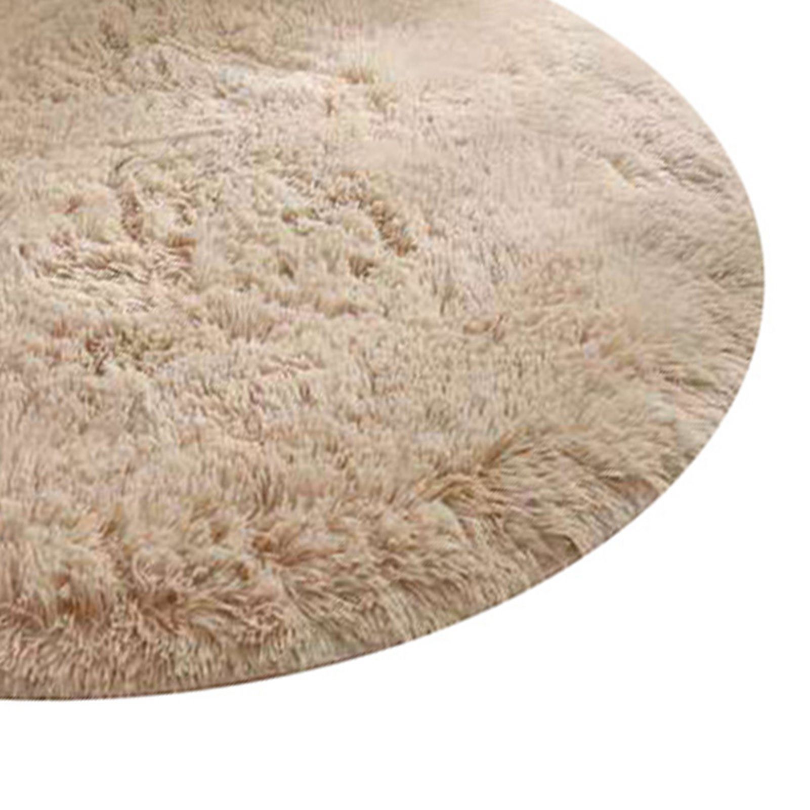 Floor Carpet Polyester Fiber Round Nordic Style Long Plush Soft Shaggy Rug for Home Bedroom Beige - Image 6
