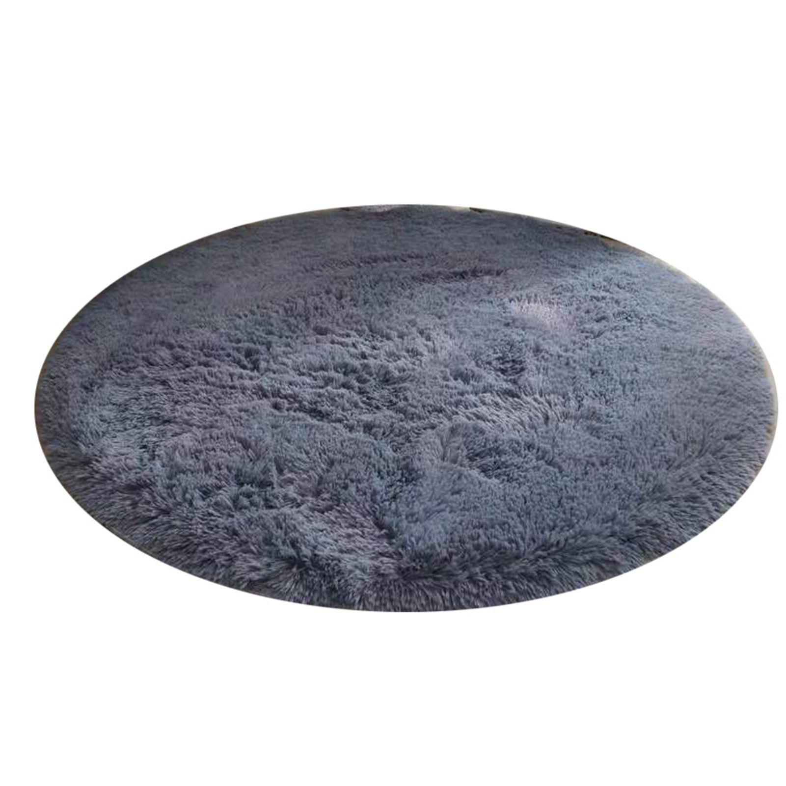 Floor Carpet Polyester Fiber Round Nordic Style Long Plush Soft Shaggy Rug for Home Bedroom Grey - Image 1