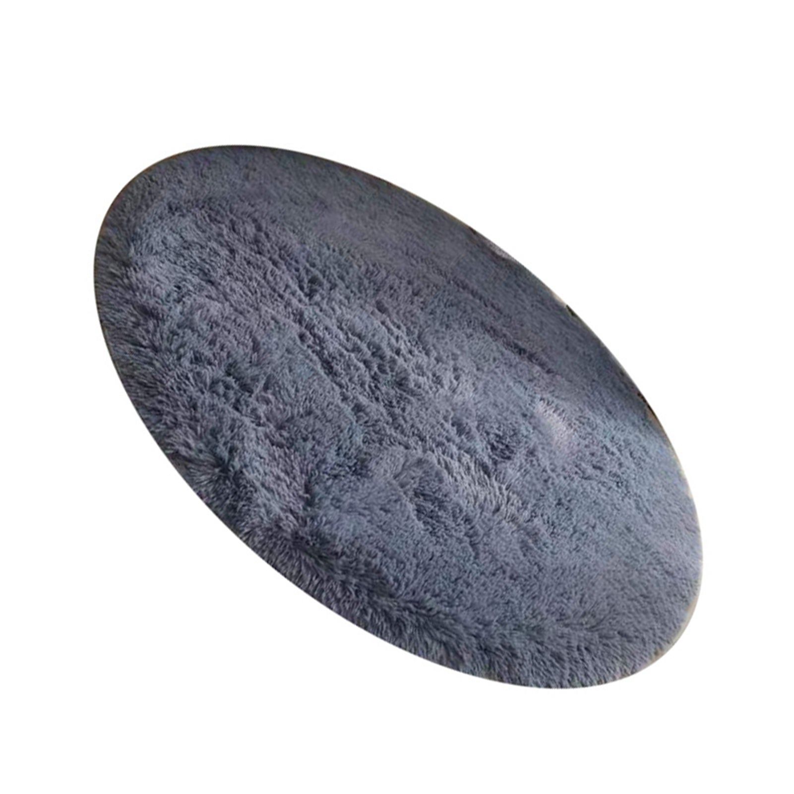 Floor Carpet Polyester Fiber Round Nordic Style Long Plush Soft Shaggy Rug for Home Bedroom Grey - Image 3