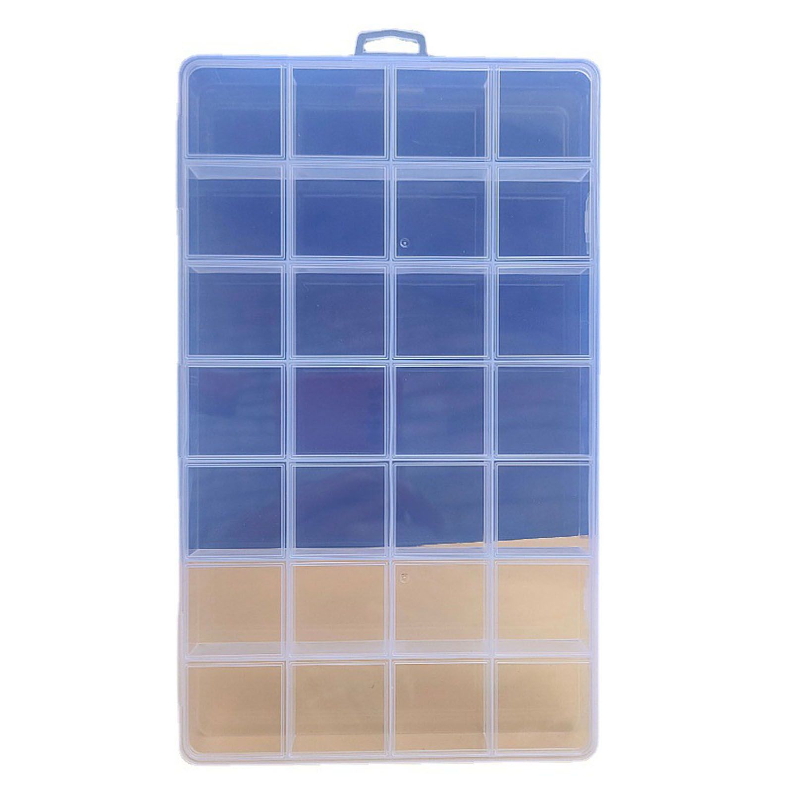 Clear Plastic Storage Box 28 Grids ABS Transparent Small Item Organizer Box for Jewelry Hair Ties - Image 1