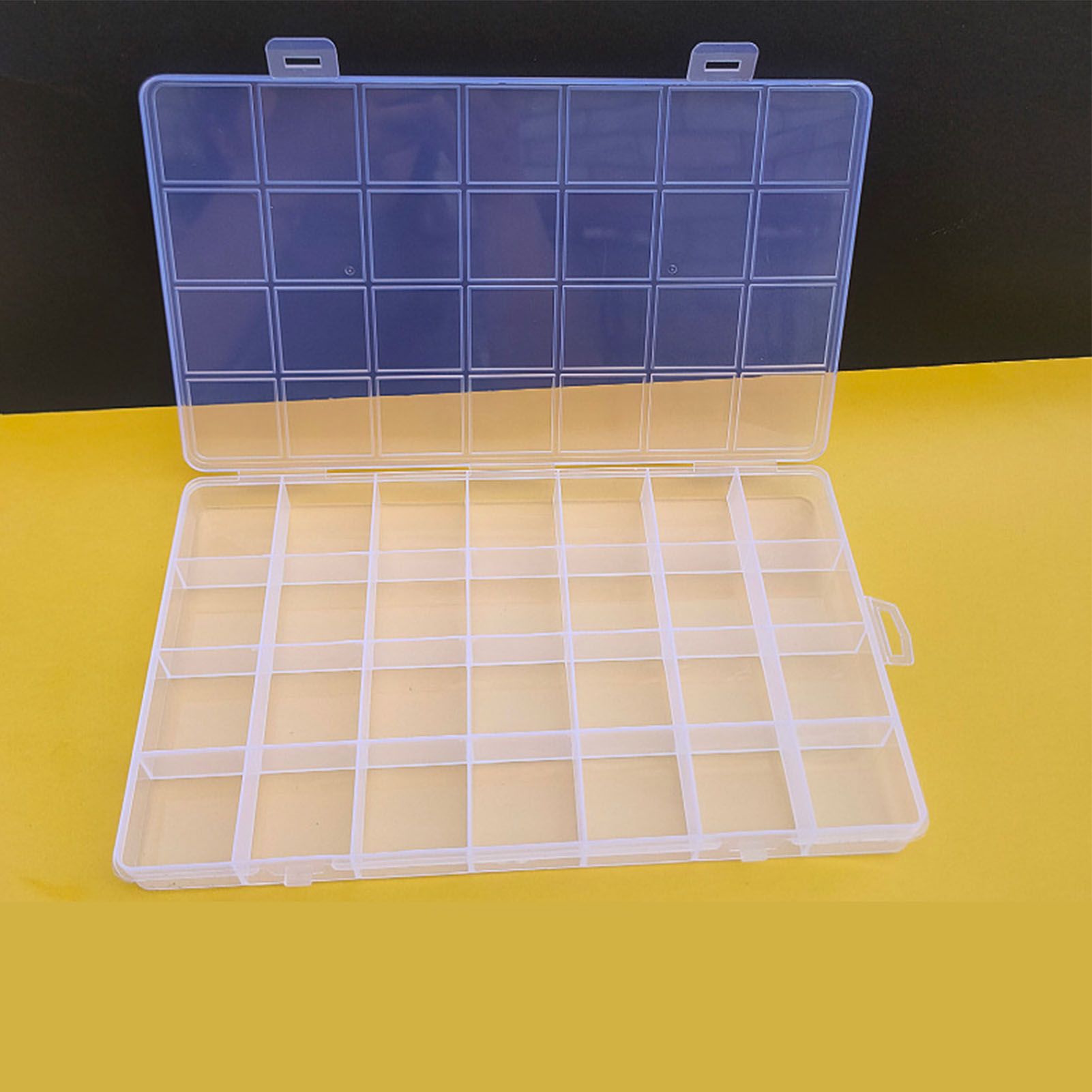 Clear Plastic Storage Box 28 Grids ABS Transparent Small Item Organizer Box for Jewelry Hair Ties - Image 8