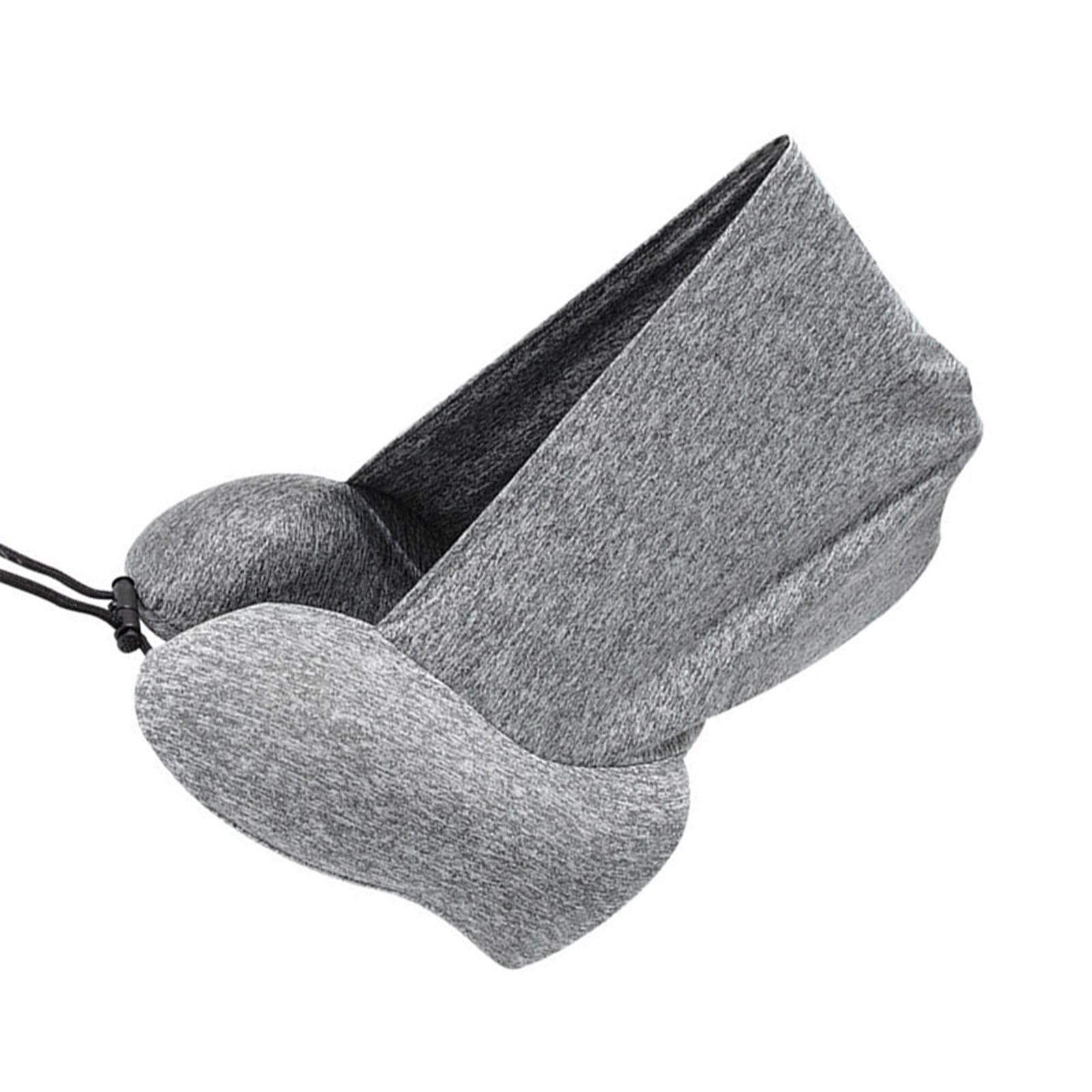 Hooded U Shaped Pillow Removable Neck Protection Memory Cotton Neck Travel Pillow for Home Outdoor Travel Car Grey U043‑3 - Image 3