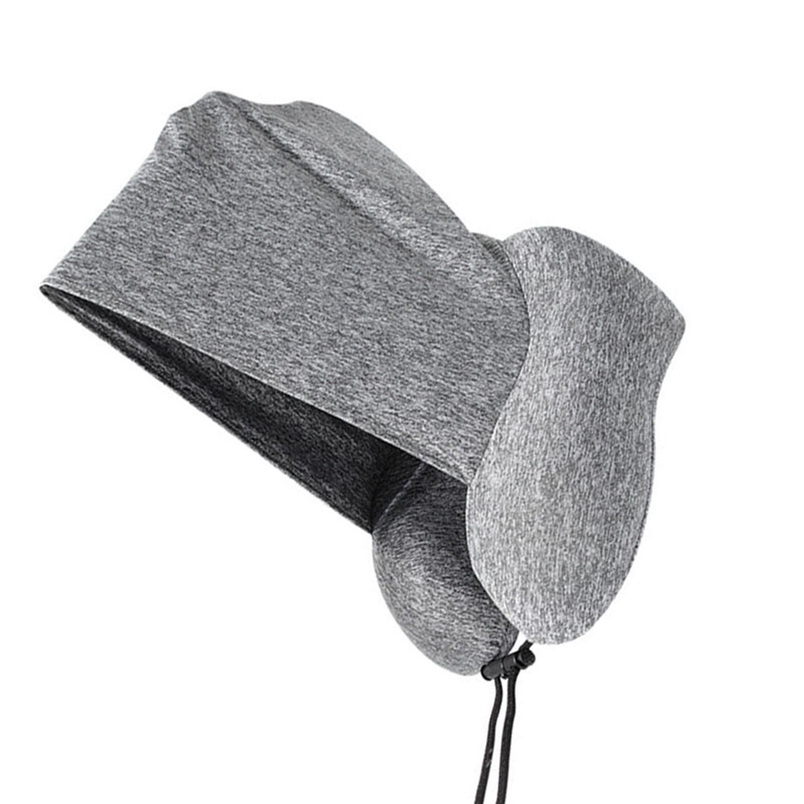 Hooded U Shaped Pillow Removable Neck Protection Memory Cotton Neck Travel Pillow for Home Outdoor Travel Car Grey U043‑3 - Image 5
