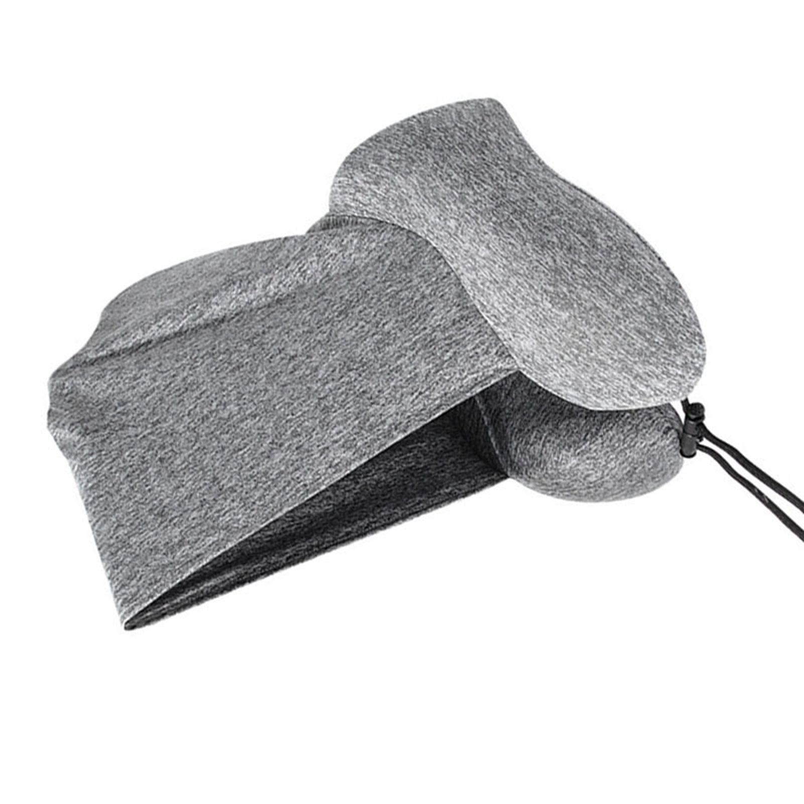 Hooded U Shaped Pillow Removable Neck Protection Memory Cotton Neck Travel Pillow for Home Outdoor Travel Car Grey U043‑3 - Image 6