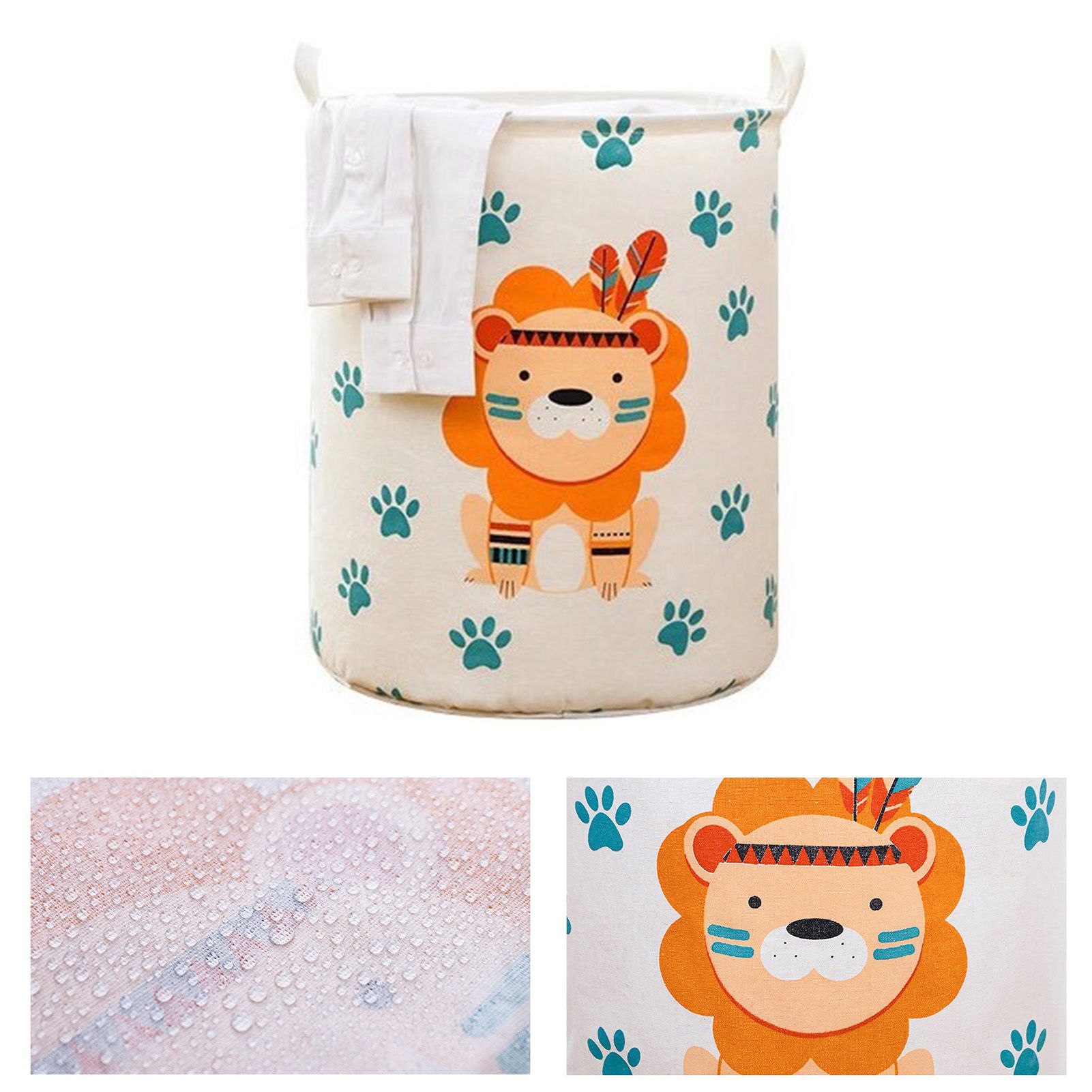 Dirty Laundry Basket Foldable Clothes Toys Sundries Basket Home Toilet Bathroom Storage Bucket Lion 100L - Image 3