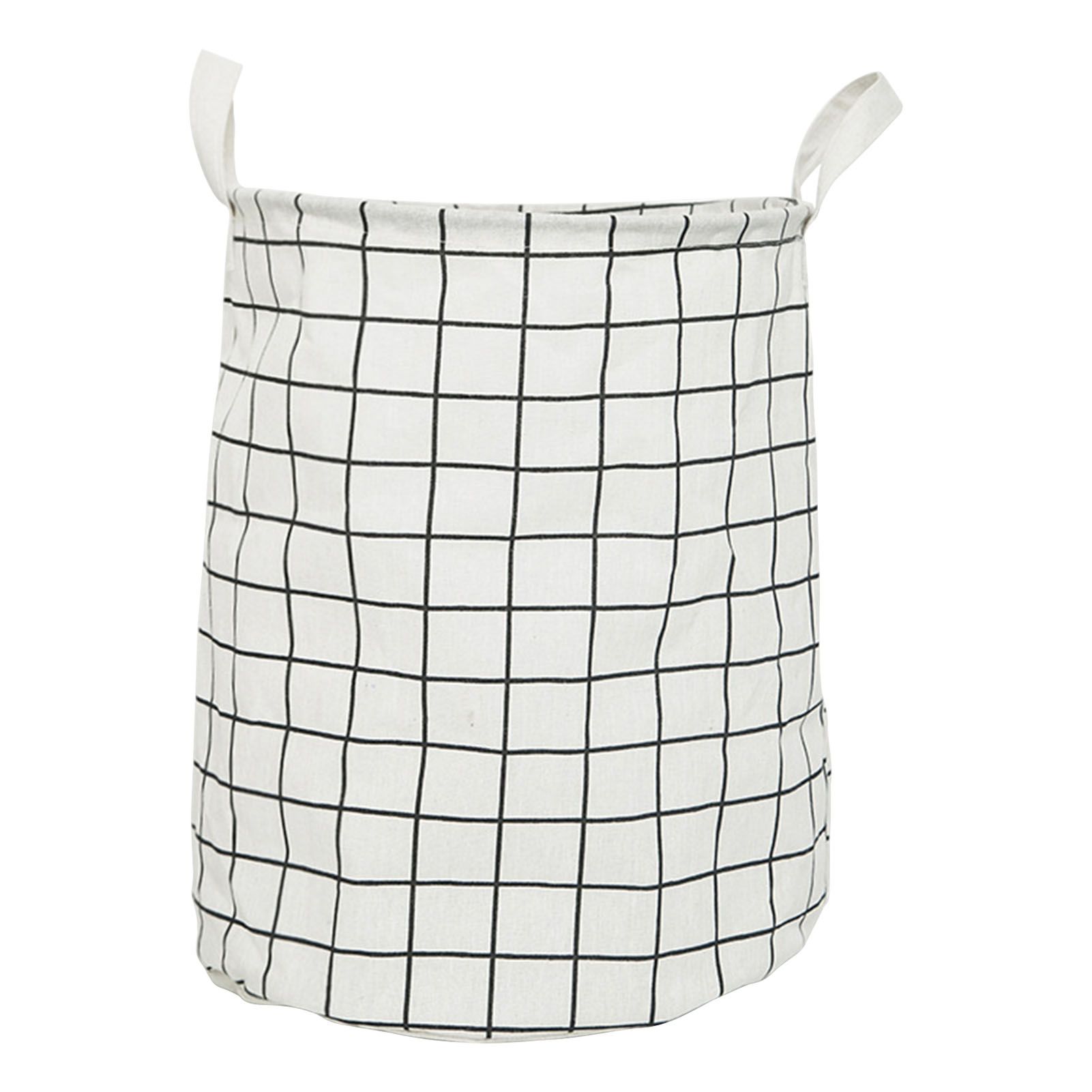 Foldable Dirty Clothes Basket Household Cotton Linen Dirty Laundry Basket Storage Basket Laundry Organizer White Squares - Image 1