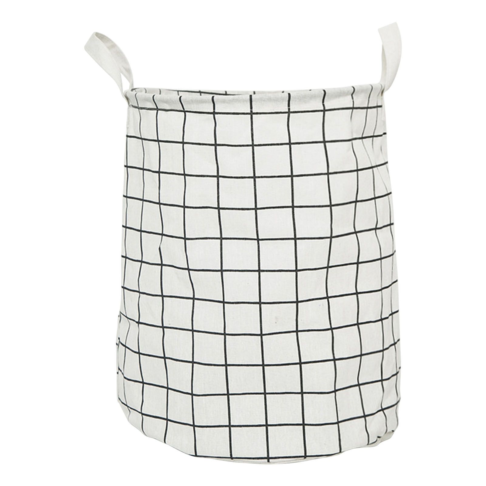 Foldable Dirty Clothes Basket Household Cotton Linen Dirty Laundry Basket Storage Basket Laundry Organizer White Squares - Image 2