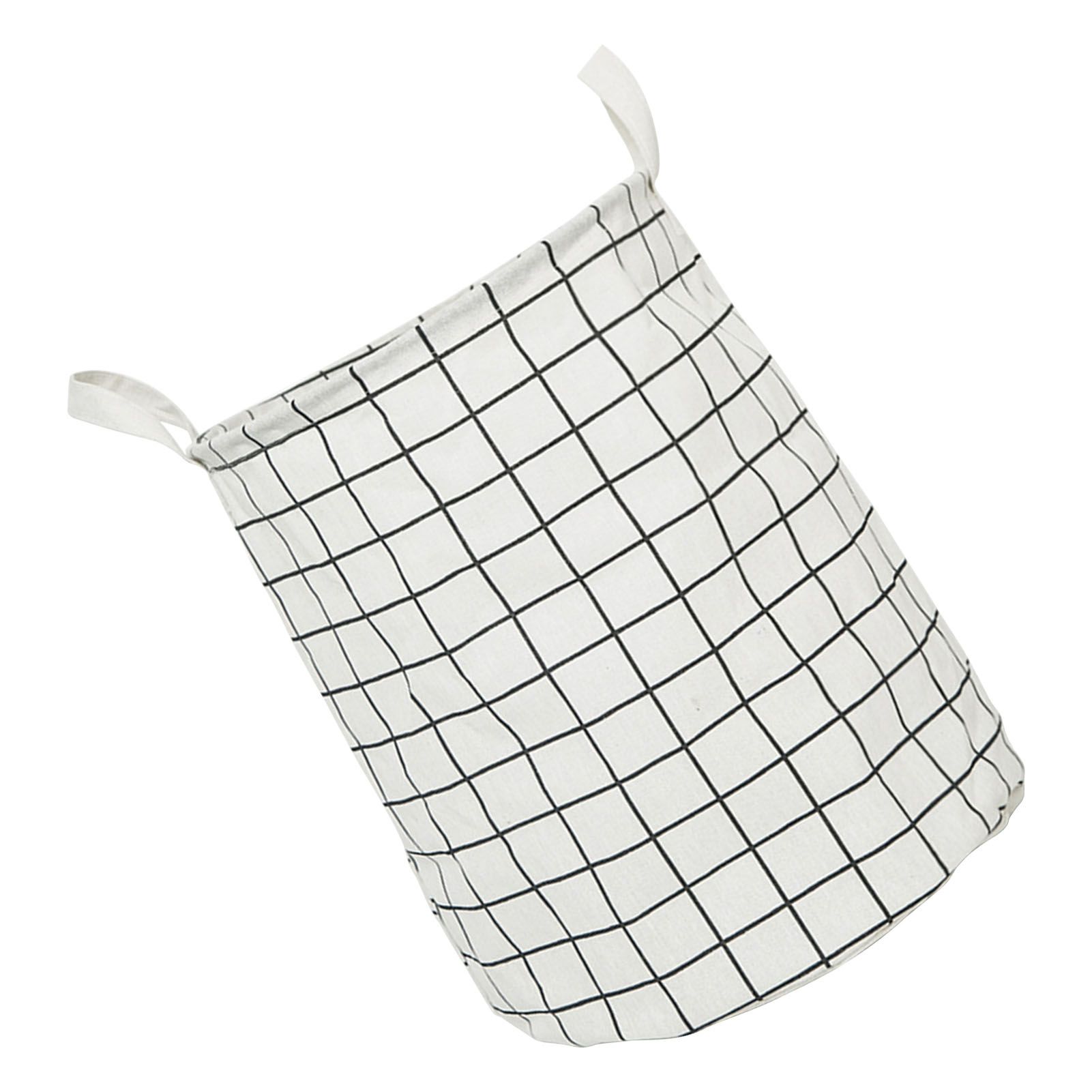 Foldable Dirty Clothes Basket Household Cotton Linen Dirty Laundry Basket Storage Basket Laundry Organizer White Squares - Image 3