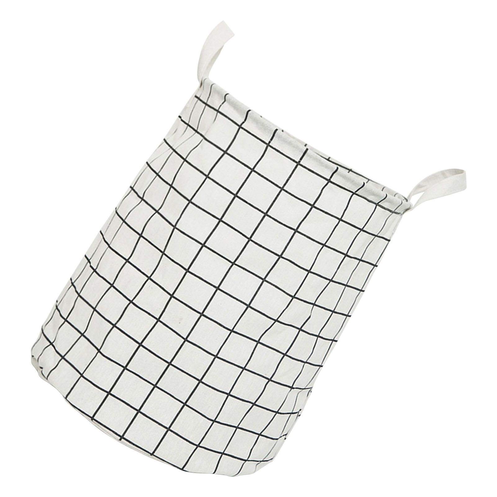 Foldable Dirty Clothes Basket Household Cotton Linen Dirty Laundry Basket Storage Basket Laundry Organizer White Squares - Image 4