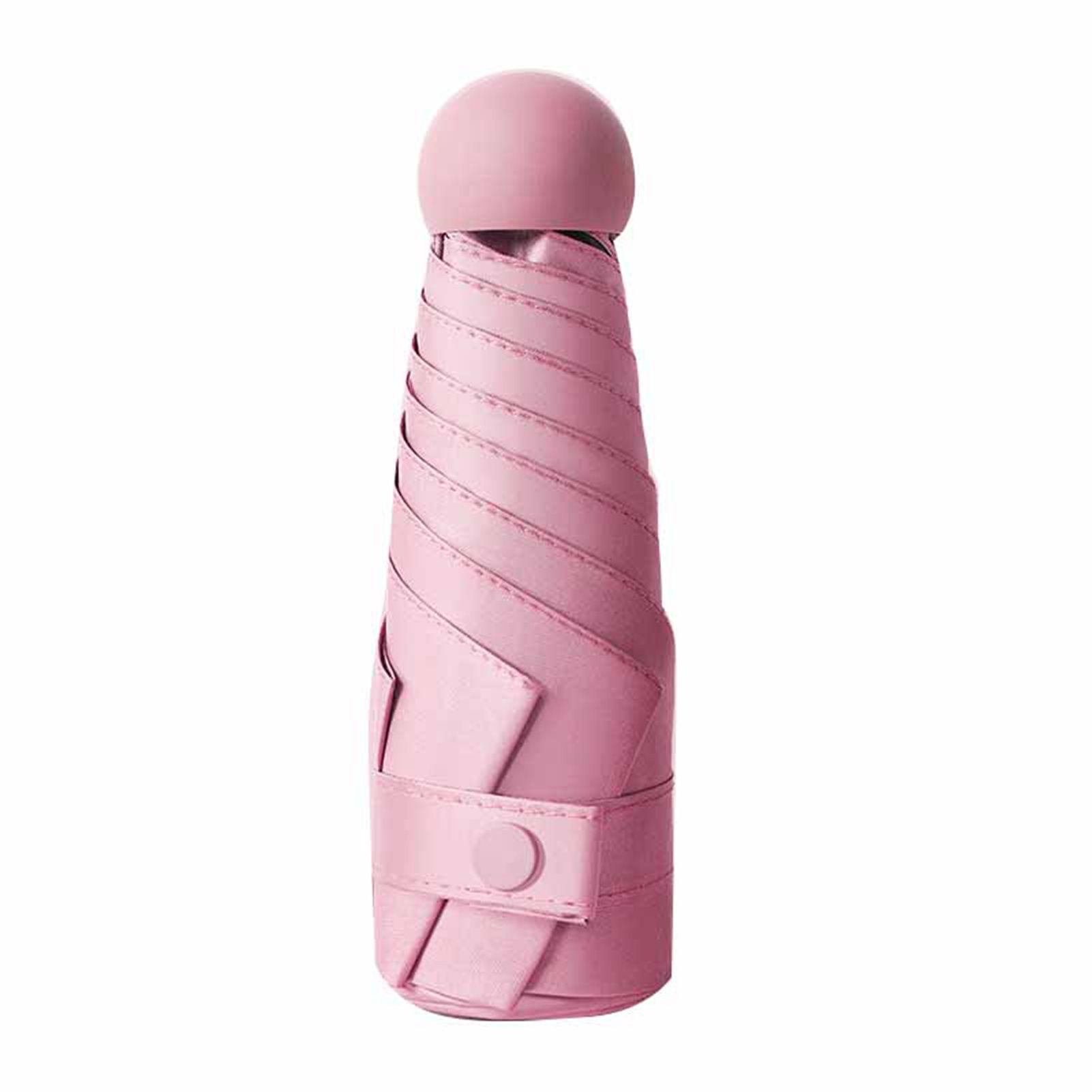 6 Ribs Folding Umbrella Five Fold UV Proof Sunscreen Capsule Umbrella for Sunny Rainy Days Pink with Storage Box - Image 1