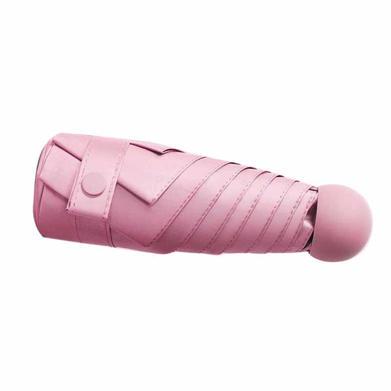 6 Ribs Folding Umbrella Five Fold UV Proof Sunscreen Capsule Umbrella for Sunny Rainy Days Pink with Storage Box - Image 3