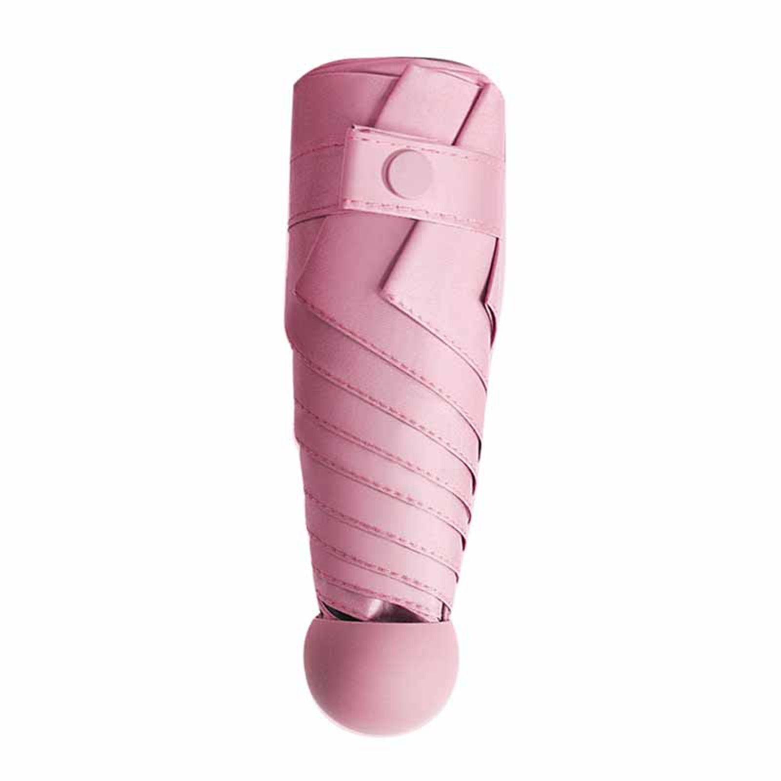 6 Ribs Folding Umbrella Five Fold UV Proof Sunscreen Capsule Umbrella for Sunny Rainy Days Pink with Storage Box - Image 4