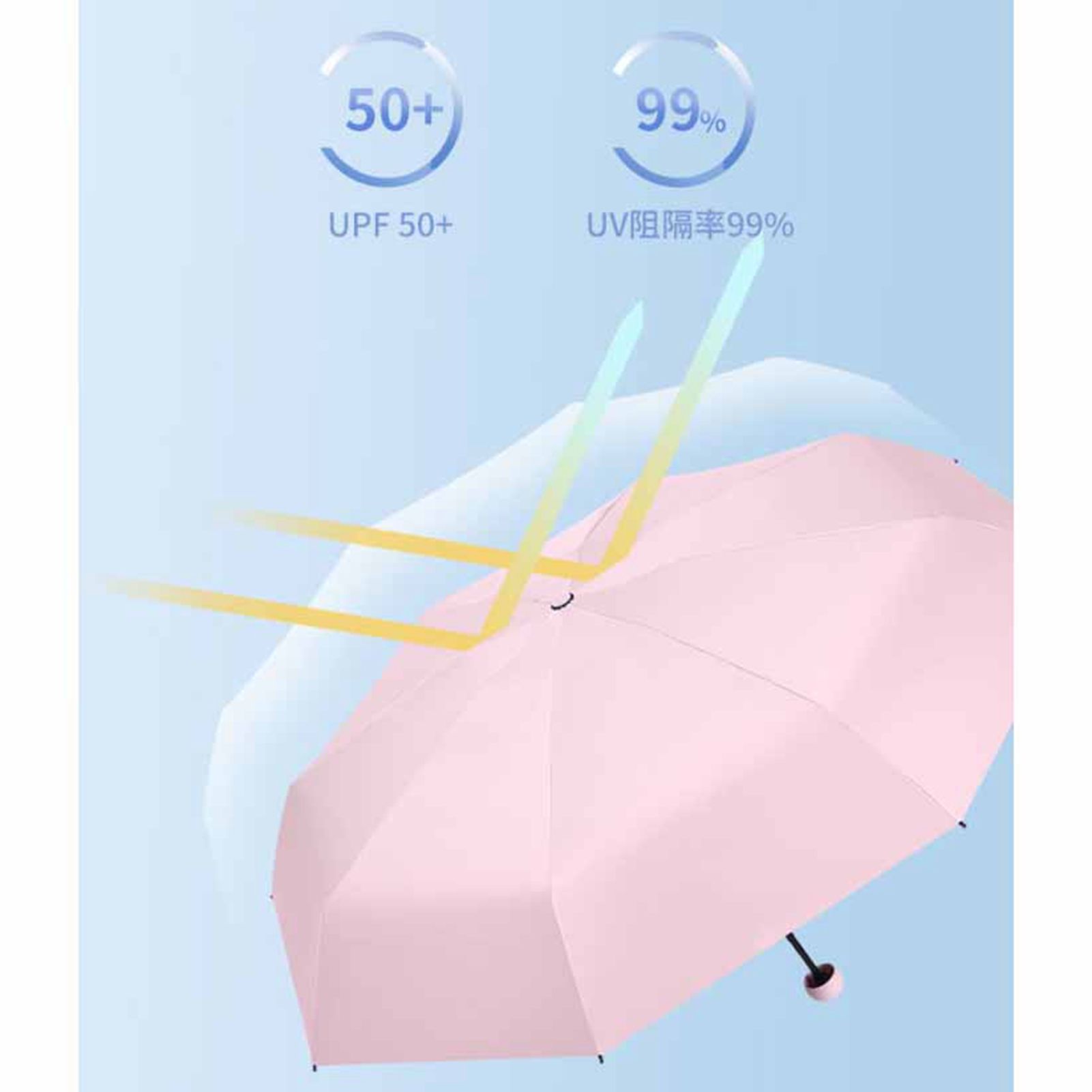 6 Ribs Folding Umbrella Five Fold UV Proof Sunscreen Capsule Umbrella for Sunny Rainy Days Pink with Storage Box - Image 5