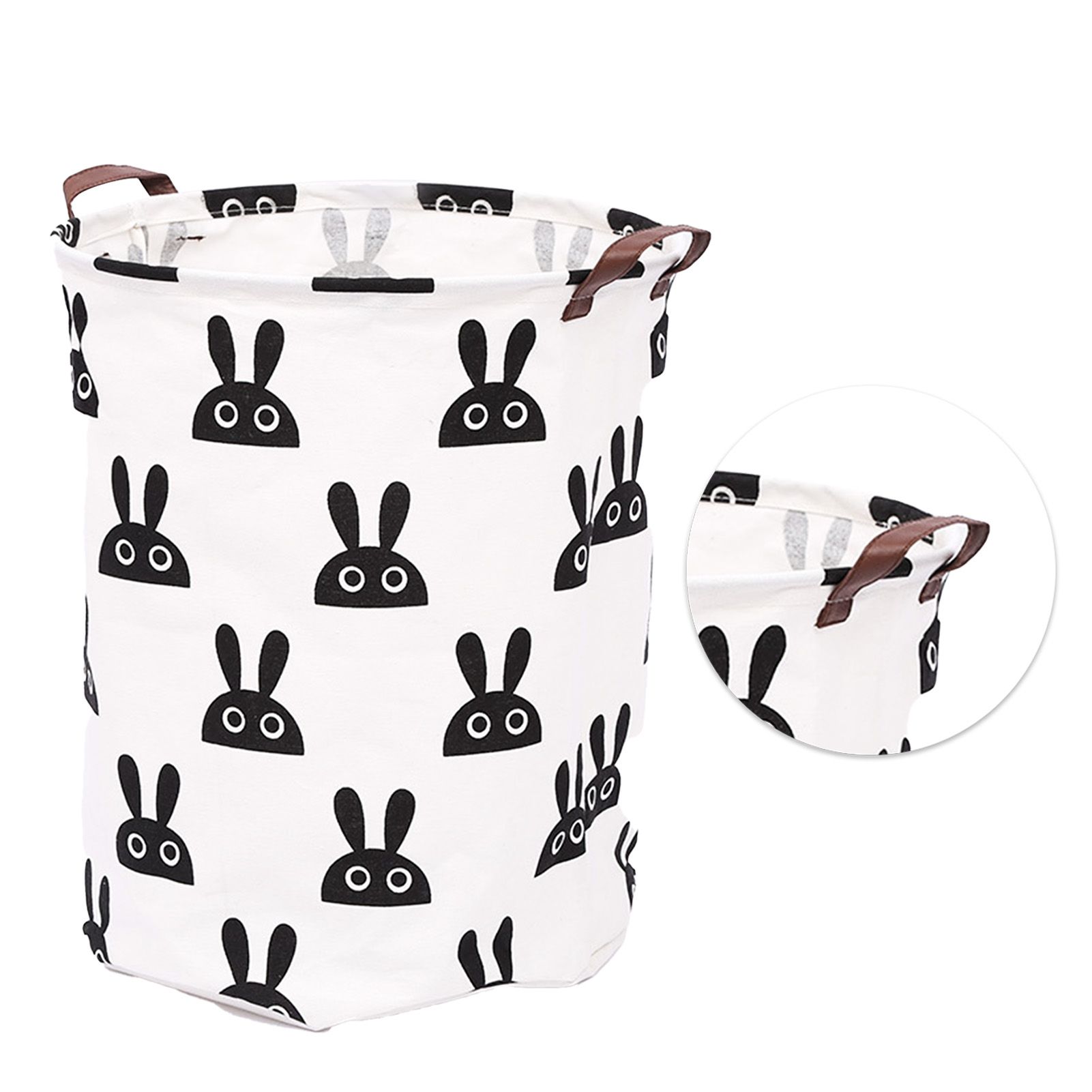 Laundry Basket Cute Rabbit Cotton 40x40x50cm Dirty Clothes Hamper Storage Basket Waterproof Lining Bin - Image 2