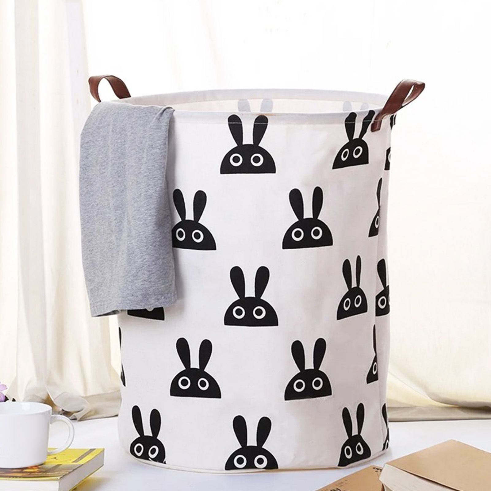 Laundry Basket Cute Rabbit Cotton 40x40x50cm Dirty Clothes Hamper Storage Basket Waterproof Lining Bin - Image 6