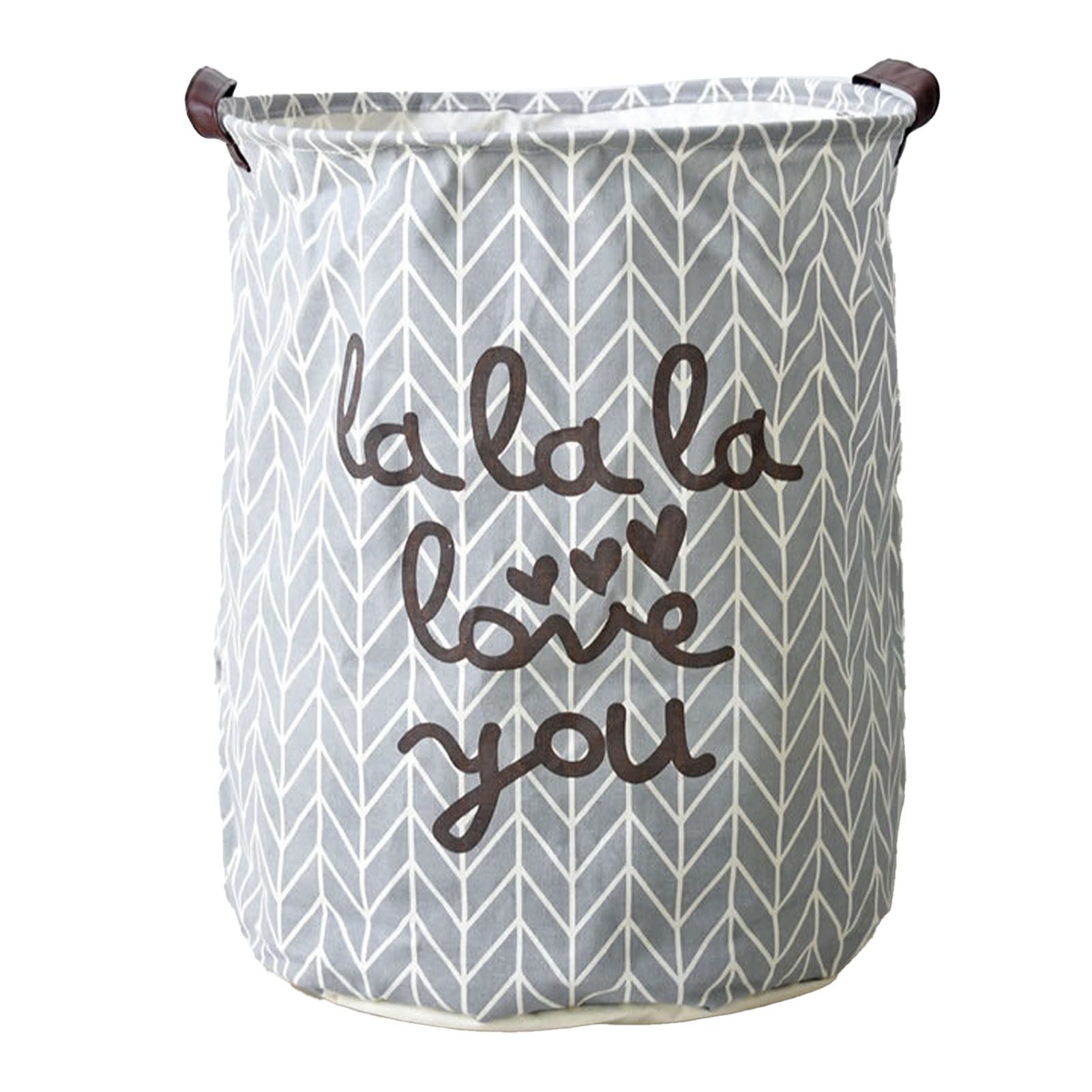 Laundry Basket Cotton Linen Foldable Round Dirty Clothes Storage Bag Folding Laundry Hamper for Home Dormitory Grey - Image 1