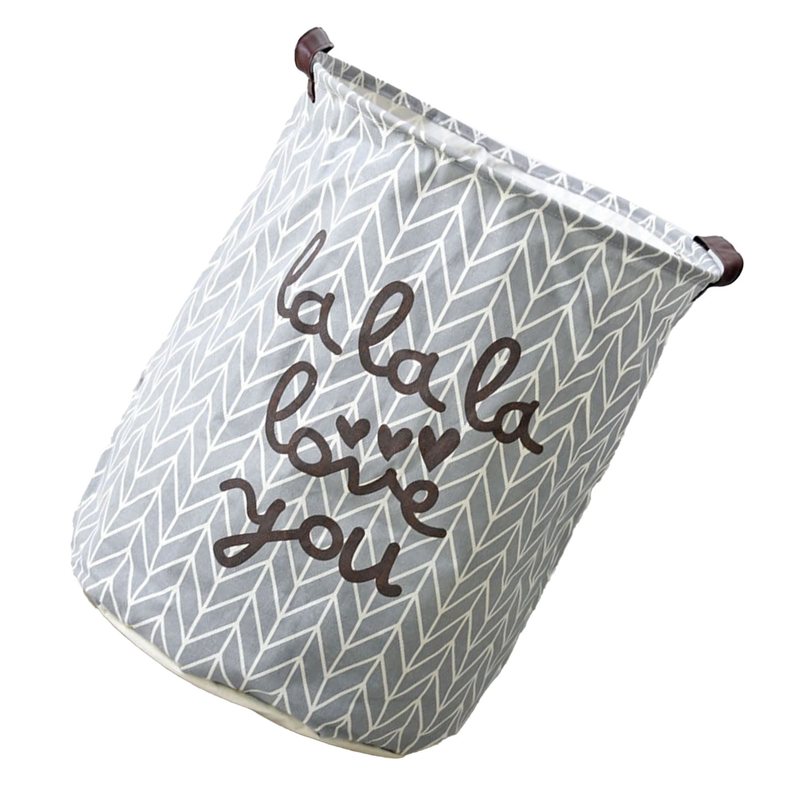 Laundry Basket Cotton Linen Foldable Round Dirty Clothes Storage Bag Folding Laundry Hamper for Home Dormitory Grey - Image 2