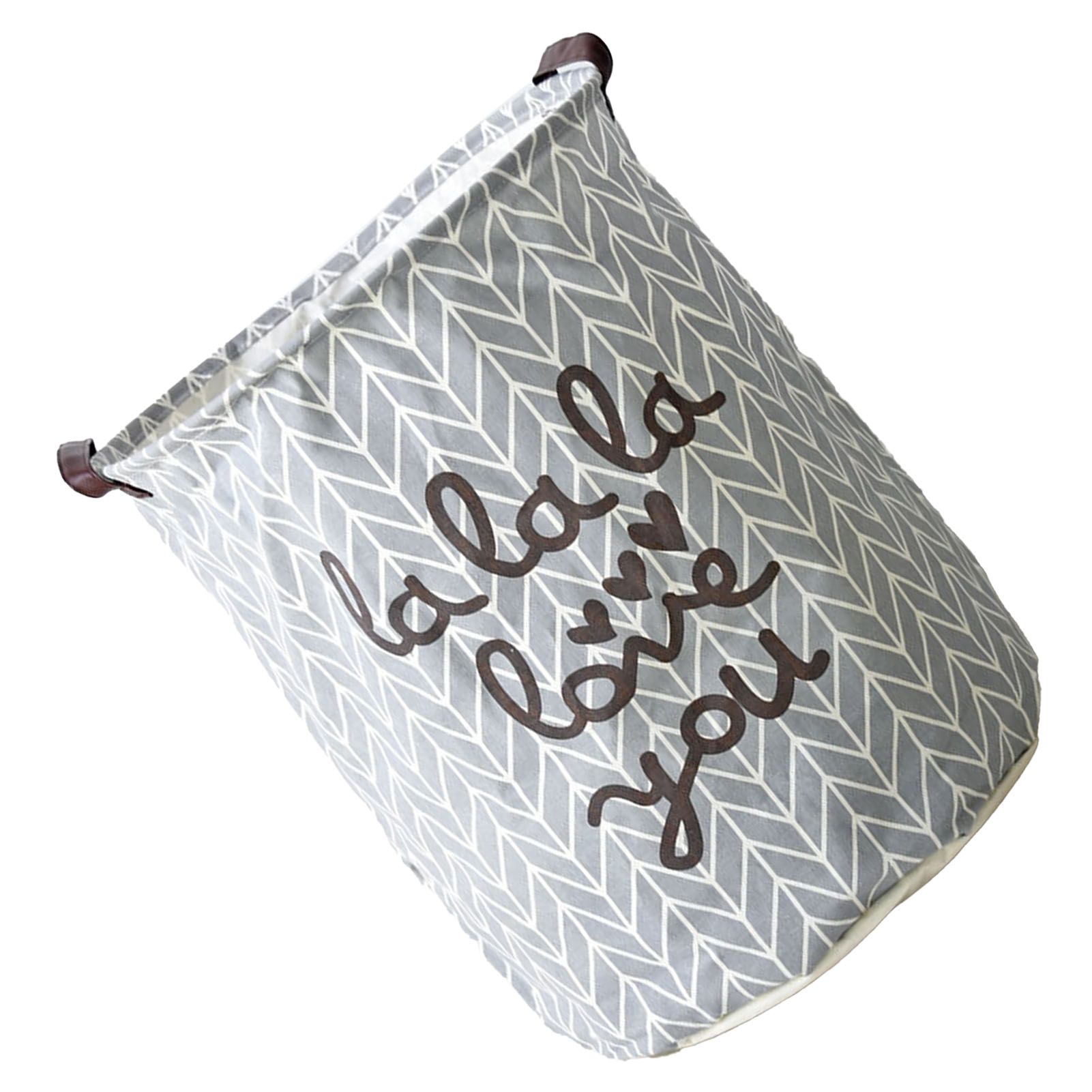 Laundry Basket Cotton Linen Foldable Round Dirty Clothes Storage Bag Folding Laundry Hamper for Home Dormitory Grey - Image 3