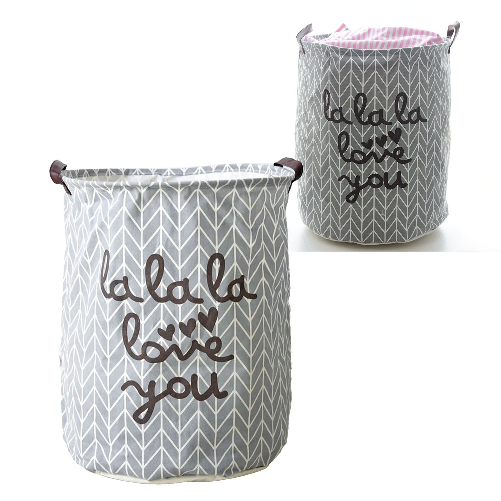 Laundry Basket Cotton Linen Foldable Round Dirty Clothes Storage Bag Folding Laundry Hamper for Home Dormitory Grey - Image 6