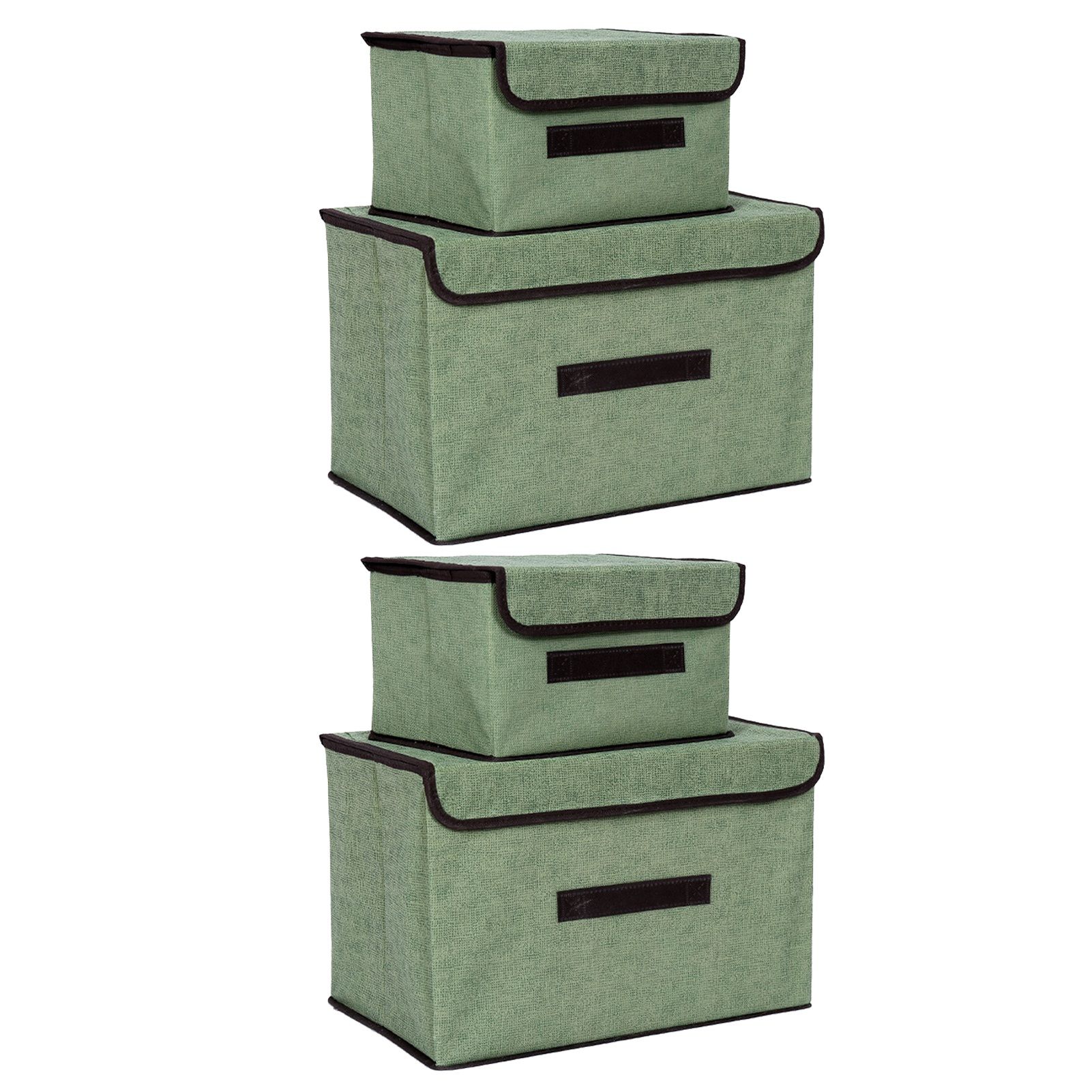 4 Pcs Non Woven Storage Box Case Dustproof Collapsible Two Large and Two Small for Household Home Light Green - Image 4