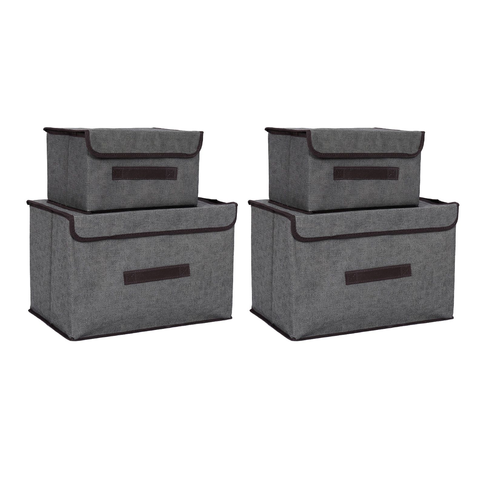 4 Pcs Non Woven Storage Box Case Dustproof Collapsible Two Large and Two Small for Household Home Grey - Image 1